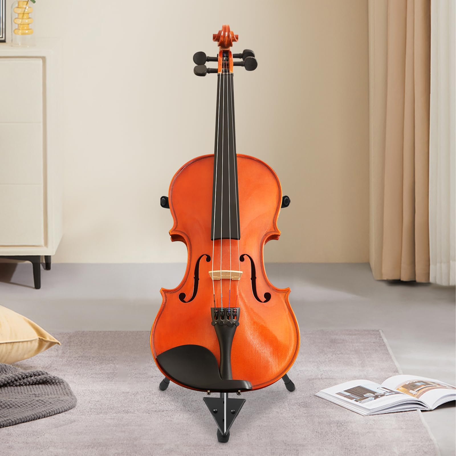 Soporte plegable para instrumentos de violonchelo plegable, soporte de metal, soporte de suelo ajustable en altura, accesorio para instrumentos musicales portátiles