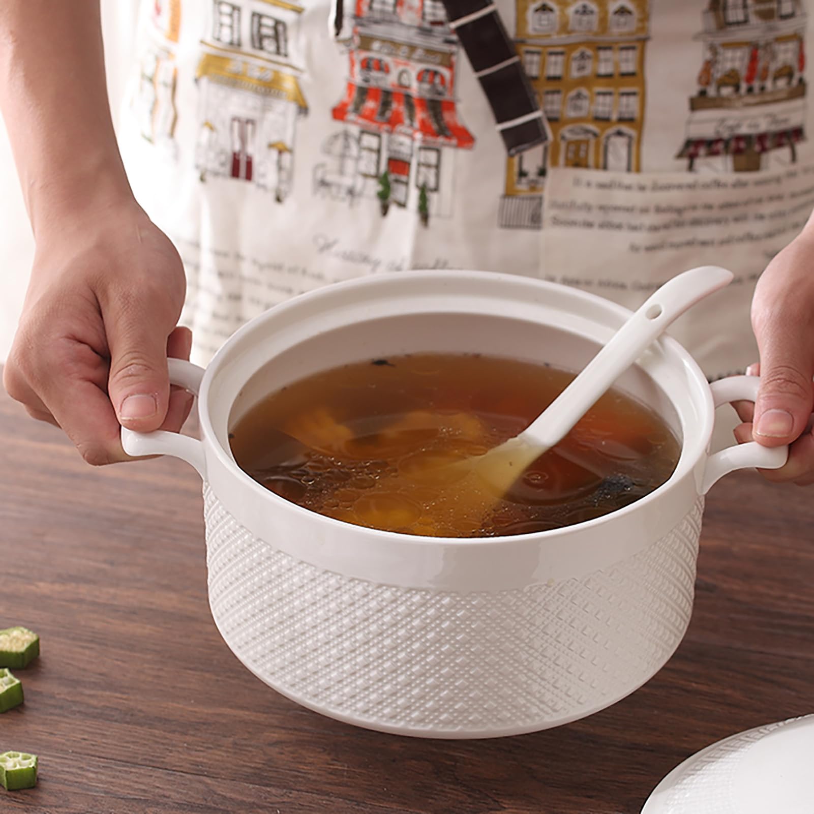 YLME Casseruola con Coperchio Pentole di Terracotta per Cucinare Pentola Terracotta Lavabile Lavastoviglie per Riso Stufato Fagioli Superficie Non Porosa Non è Necessario Ammollo,3600ml