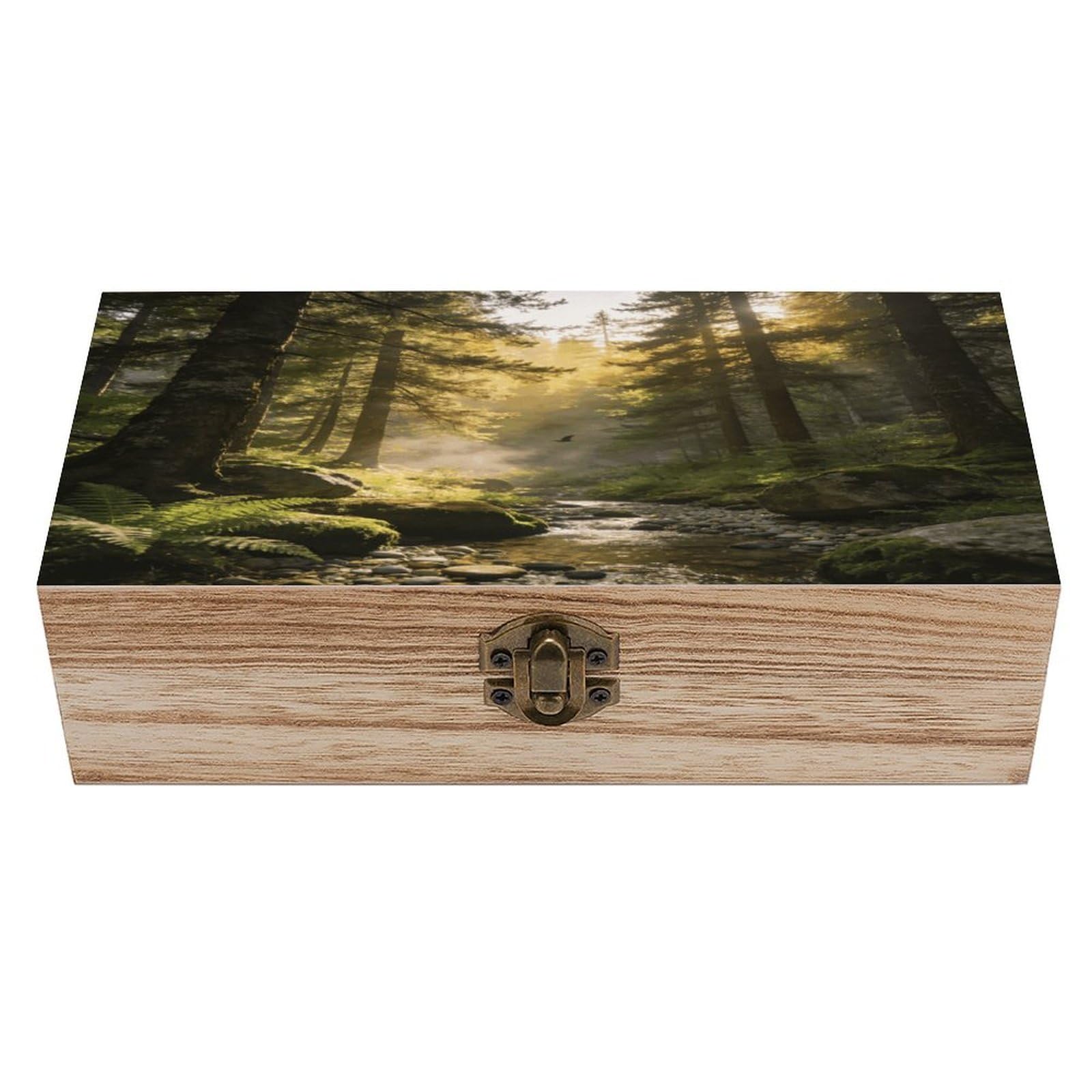 LZQPOEAS Morning Lin's Melody Wooden Keepsake Box Wooden Storage Box Container with Hinged Lid Beautiful Wood Memory Box Decorative Jewelry Case for Crafts Art Hobbies & Trinket Storage