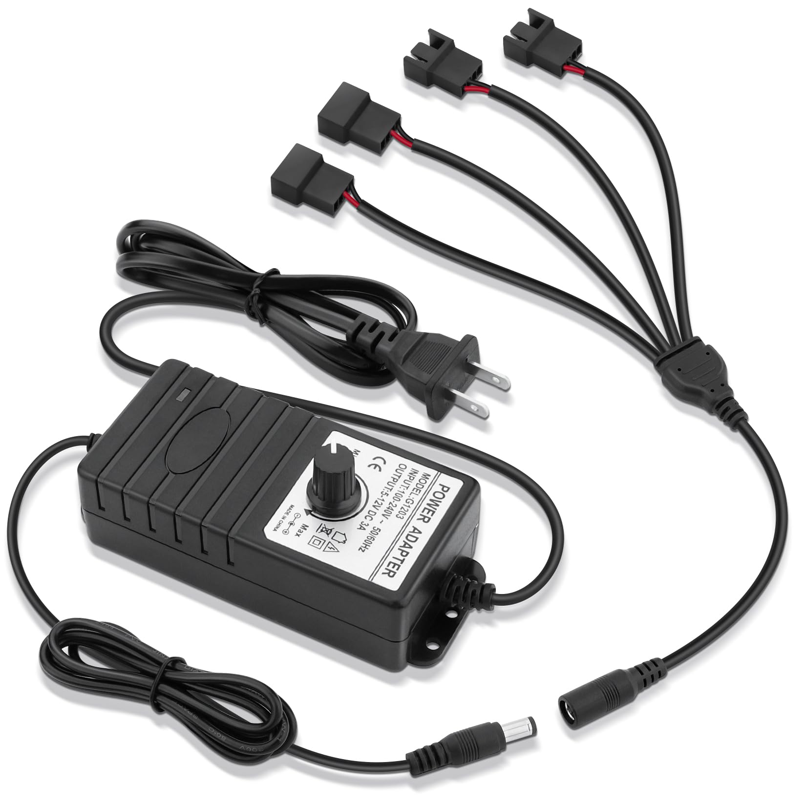 Wathai 12038 120mm x 38mm PWM Computer PC Case Fan 12V 4pin 5300rpm 230 CFM with 36W 3A PC Fan Speed Controller product thumbnail 7