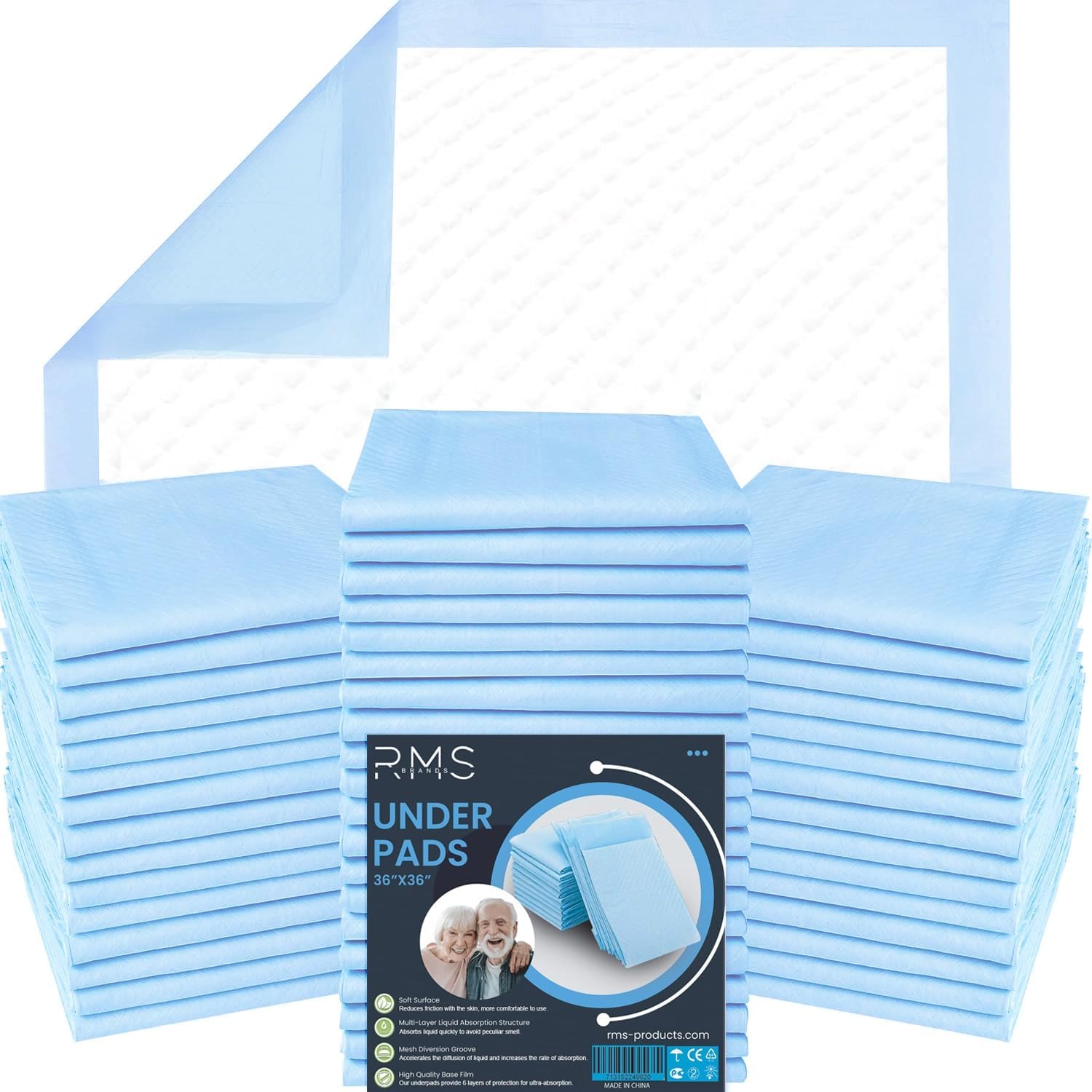 Heavy Absorbency Pack of 50 Disposable Underpads 36"X36