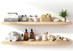 2 Pc Étagères flottantes en bois de pin naturel mur monté; Tablette Flottante Murale; étagères murales pour salon, salle de bains, cuisine et bibliothèque de chambre (naturel, 24)