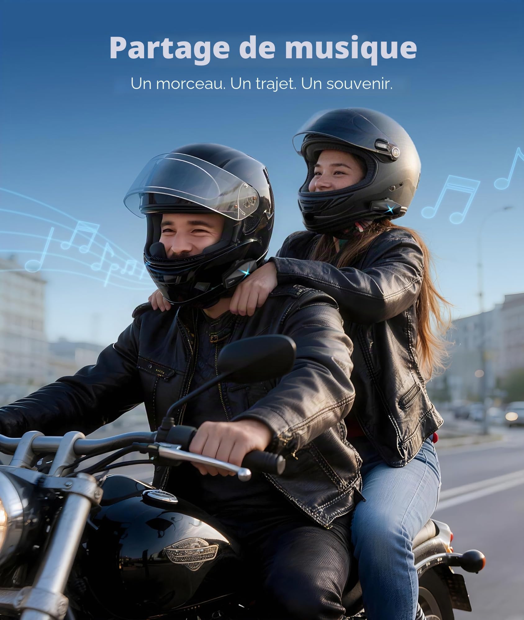 ASMAX F1S Intercom Moto pour Casque, Bluetooth 5.4, Système Mesh pour 10 Motocyclistes, Commande Vocale, Charge Rapide 50 Min, IP67 Étanche, Appairage Universel/ENC Réduction de Bruit - Lot de 1