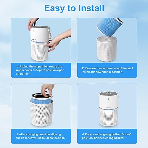 Miniatura 6 de Purificador de aire para dormitorio filtro HEPA H13 de 5 capas, difusor de aceite esencial, silencioso, apto para mascotas, para dormitorio (1