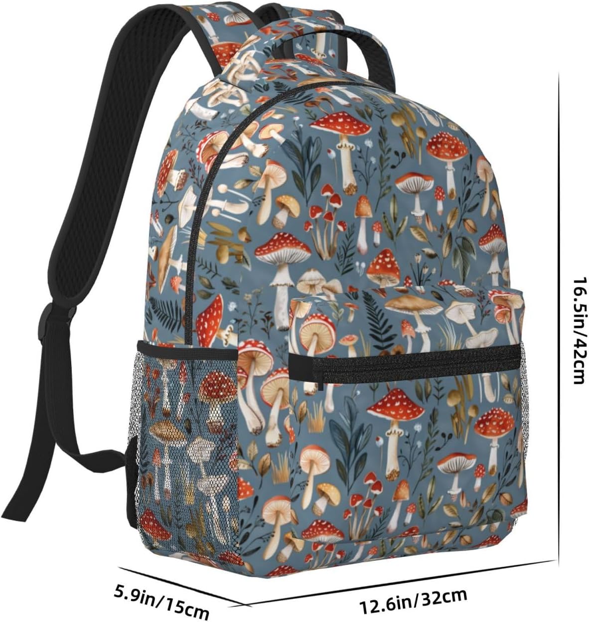 Enchanting Mushroom Backpack, School Travel Laptop Polyester Whimsical Design Backpacks for Women Kids, Work Sports Back Pack Casual Daypack, Lightweight Rucksack Gifts for Hiking Camping Gym - Image 2