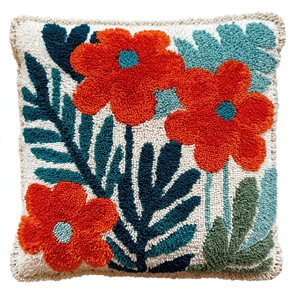 FWRTYCB DIY Latch Hook Pillow Kit Plant Flower Leaves Knitting Kits Cushio