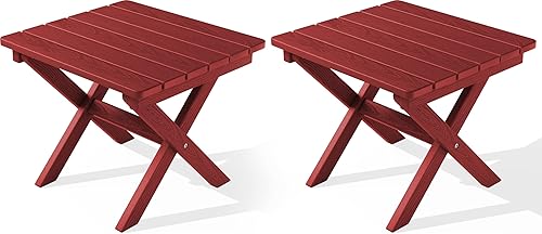 Miniatura 38 de SERWALL Mesa auxiliar Adirondack, mesa auxiliar para exteriores, sin montaje, mesa plegable pequeña de HDPE para patio trasero, piscina, porche