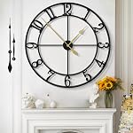 Grande horloge murale pour le salon de décoration - 60CM Silent Non-Ticking Horloges murales en métal Batterie, ancienne Horloge murale décorative moderne pour chambre, cuisine, bureau, Farmhouse Decor