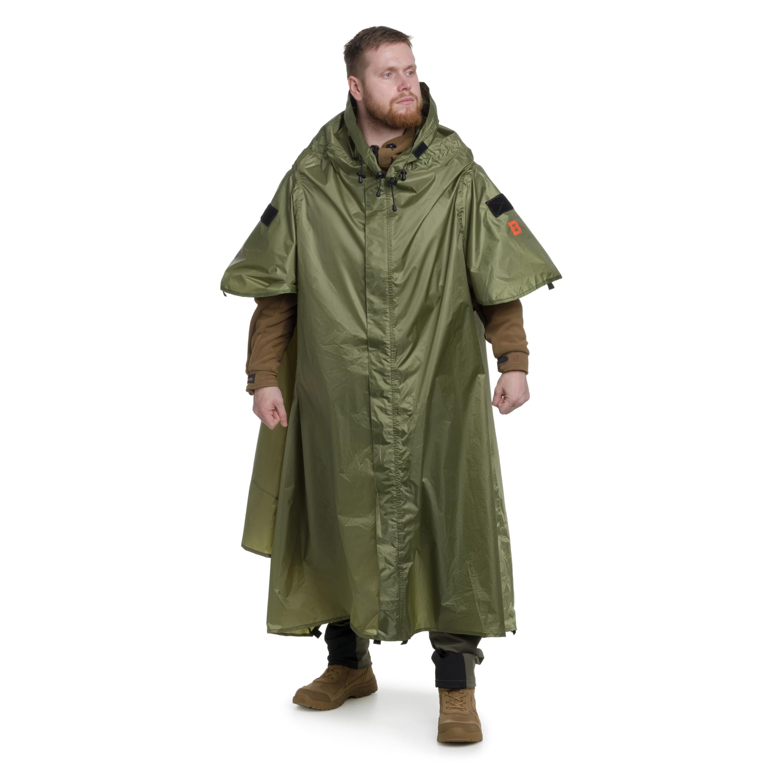 Badger outdoor Timber ponczo przeciwdeszczowe z funkcją namiotu, oliwkowe – wodoszczelne, 5000 mm, wyposażenie survivalowe, ponczo Bundeswehry, na wędrówki, rower, kemping