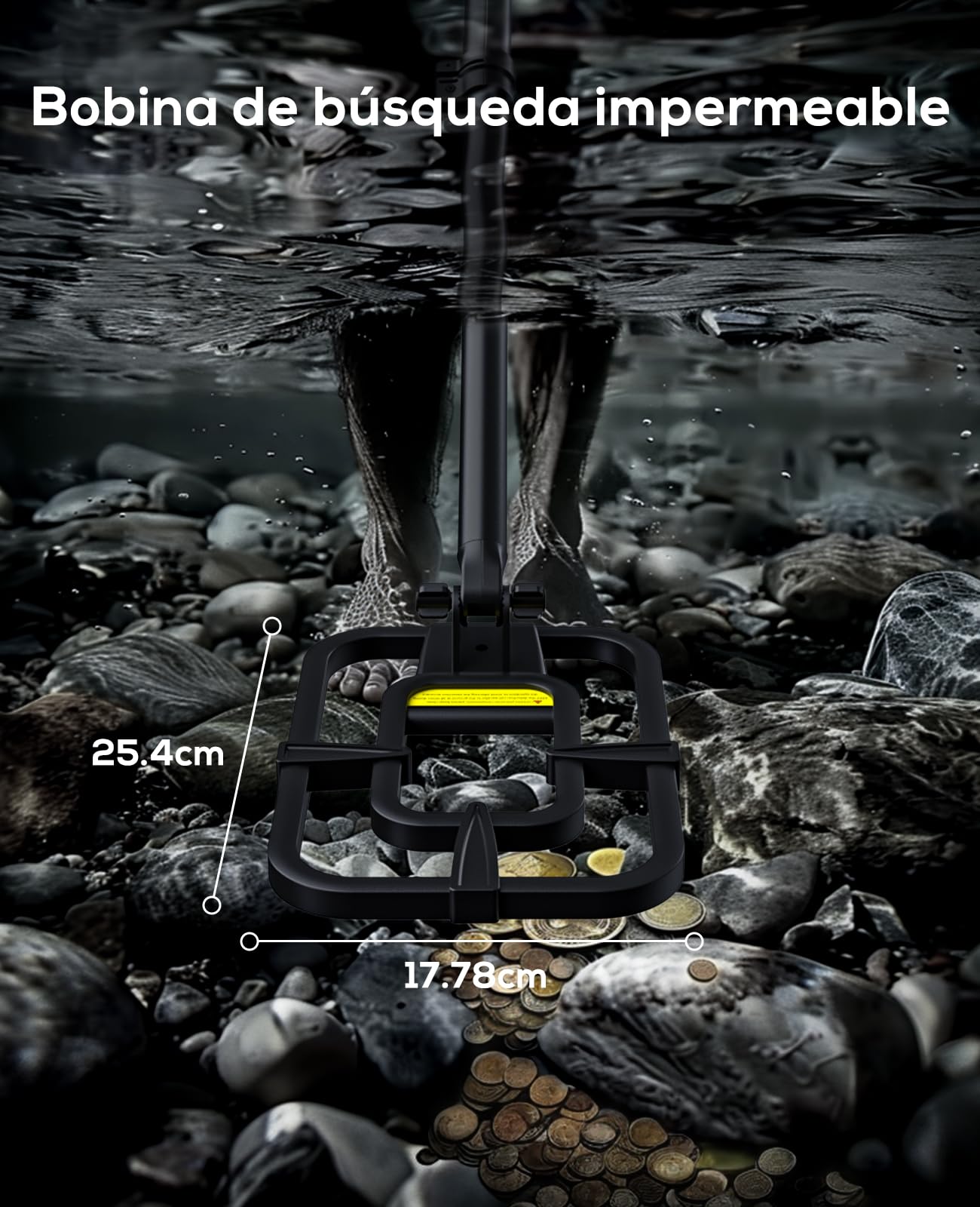 Detector de Metales para Adultos a Prueba de Agua - Detector de Oro Profesional Inalámbrico Recargable de 2000mAh con Pantalla LCD, Mayor Precisión, Retráctil y Plegable, con Bobina de 10" IP68
