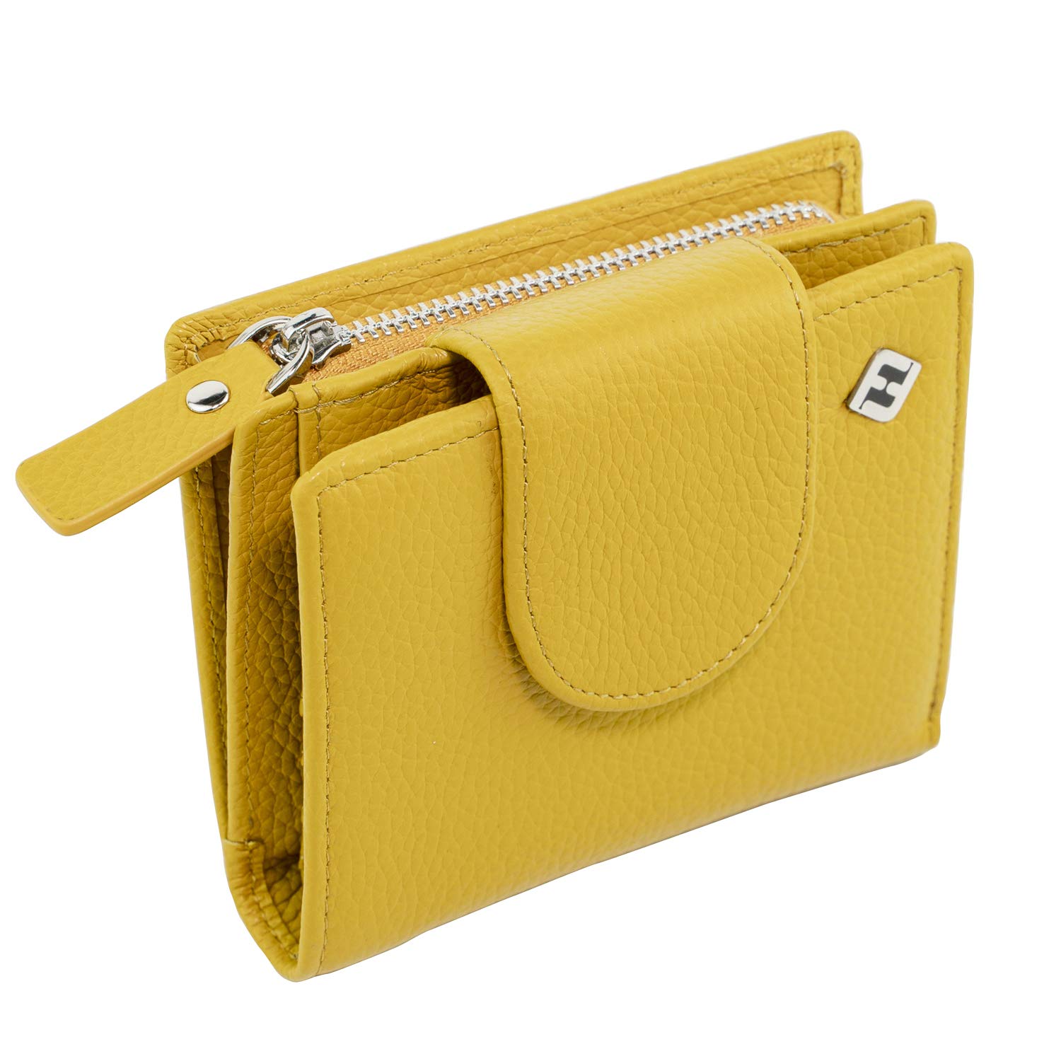 Rfid Geldbörse Damen mittelgroß, Leder, gelb, Reißverschluss, Portemonnaie, Geldbeutel, Portmonee, Damen-Geldbörsen Wallet For Women, Brieftasche, Wiener Schachtel, Geldtasche, Portmonaise