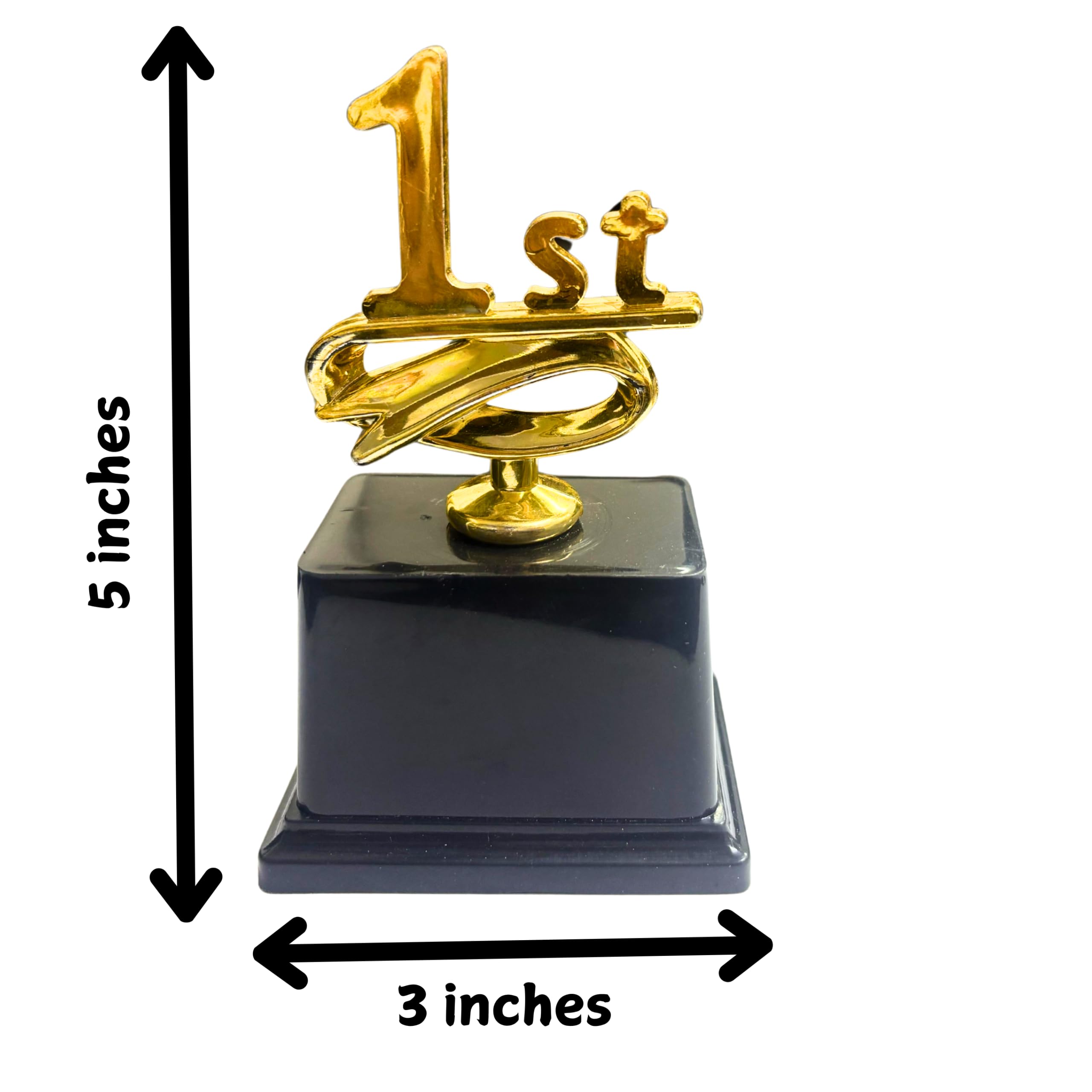 Trophy Awards Set with Gold Finish, 1st 2nd 3rd Place Trophies, Black Base, Competition Recognition 3