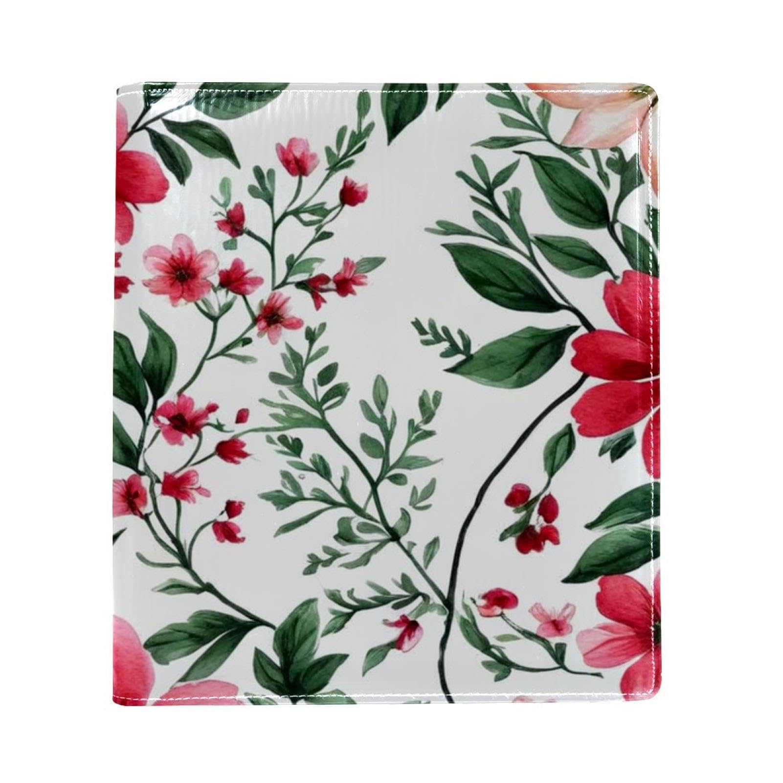 Funda de libro reutilizable de piel sintética lavable para cuadernos grandes de flores 6
