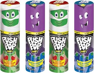 Halloween Push Pops - Pack of 4 - Blue Raspberry & Cherry Watermelon - Two Each By Lyza's Sweets & Treats