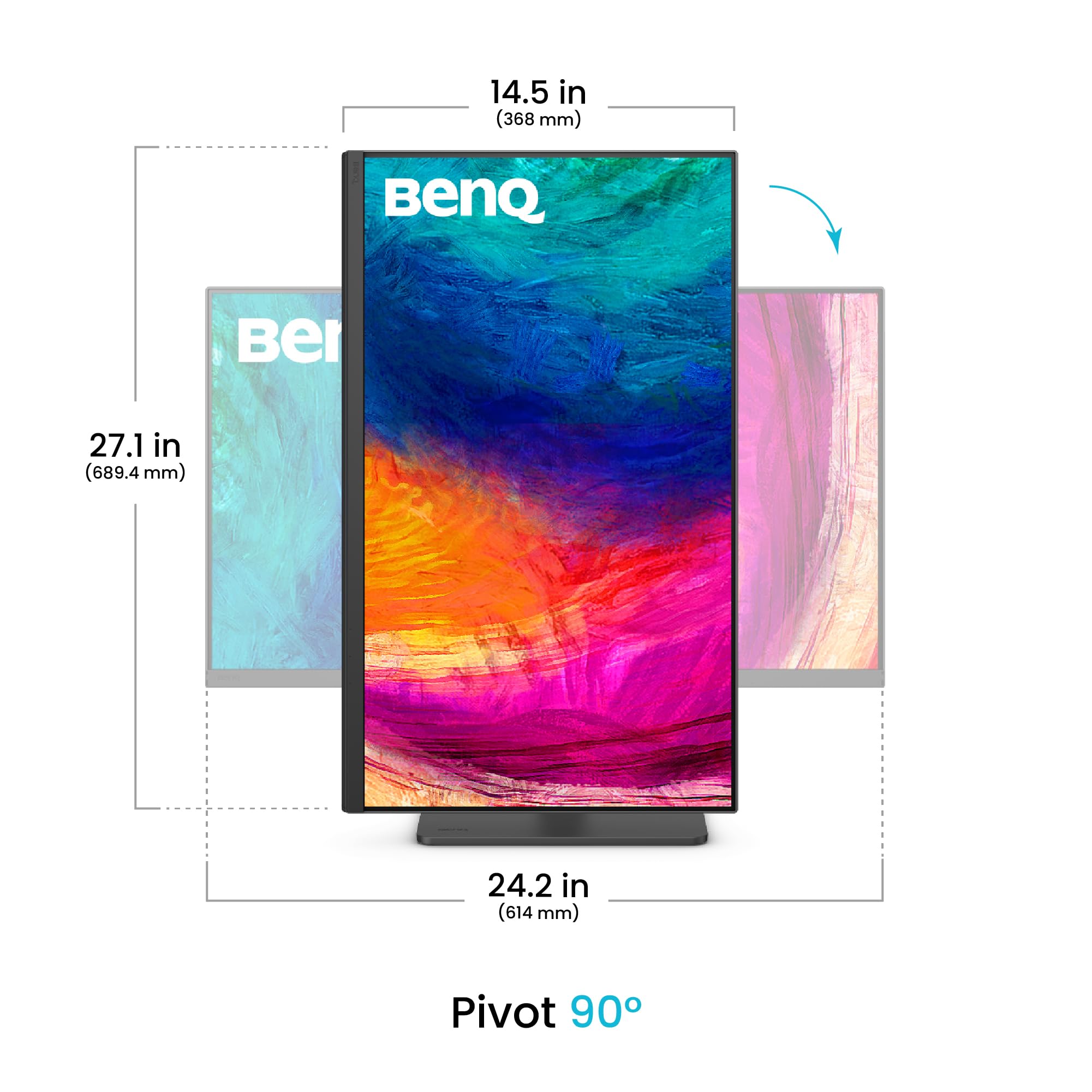 BenQ Creative Pro PD2706QN 27” 2K QHD (2560x1440) Monitor para diseñadores, IPS, 95% P3, 100% sRGB/Rec.709, USB-C 90W, 100Hz, calibración por Software, (MST), Panel Nano Matte antirreflejos