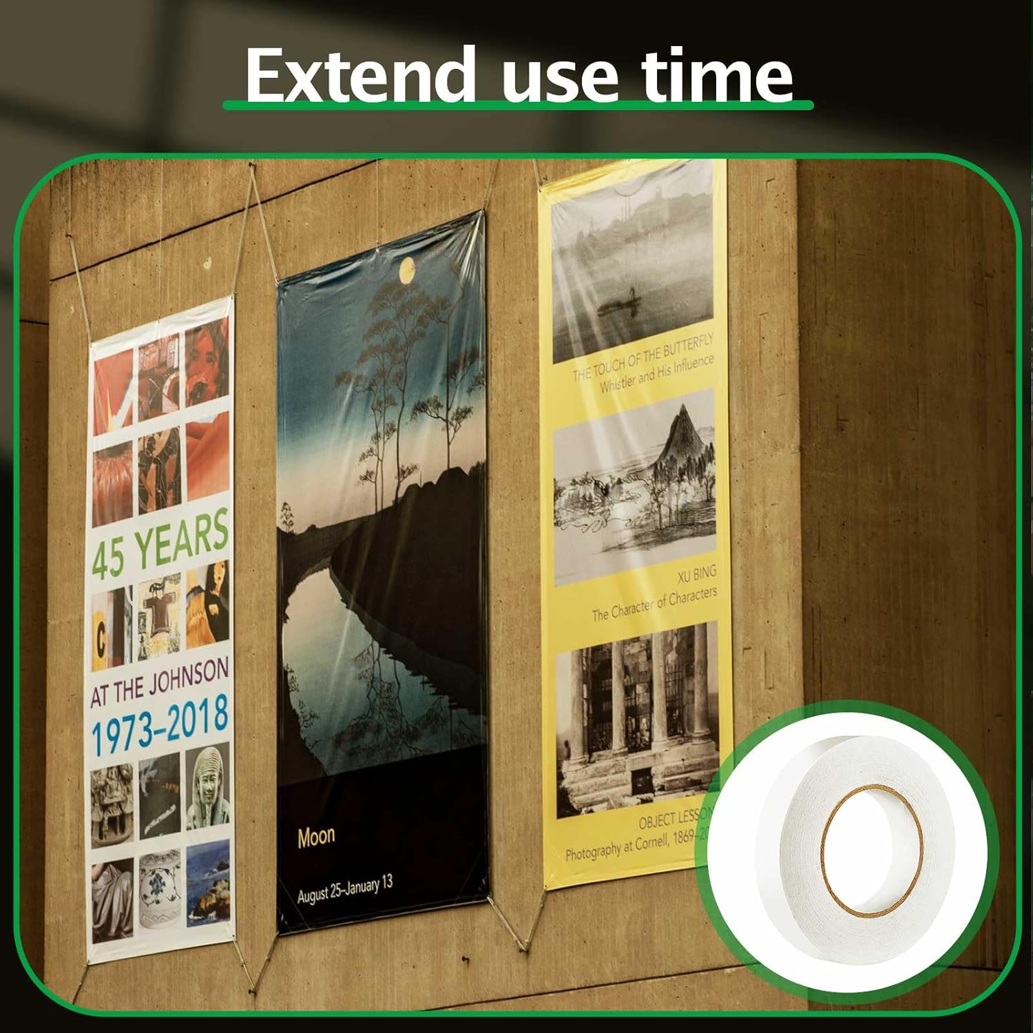 Geyoga 10 Rolls Total 1640 ft Heavy Duty Banner Hem Tape Double Sided Each 1" x 164 ft Mounting Tape for Vinyl Banner, White