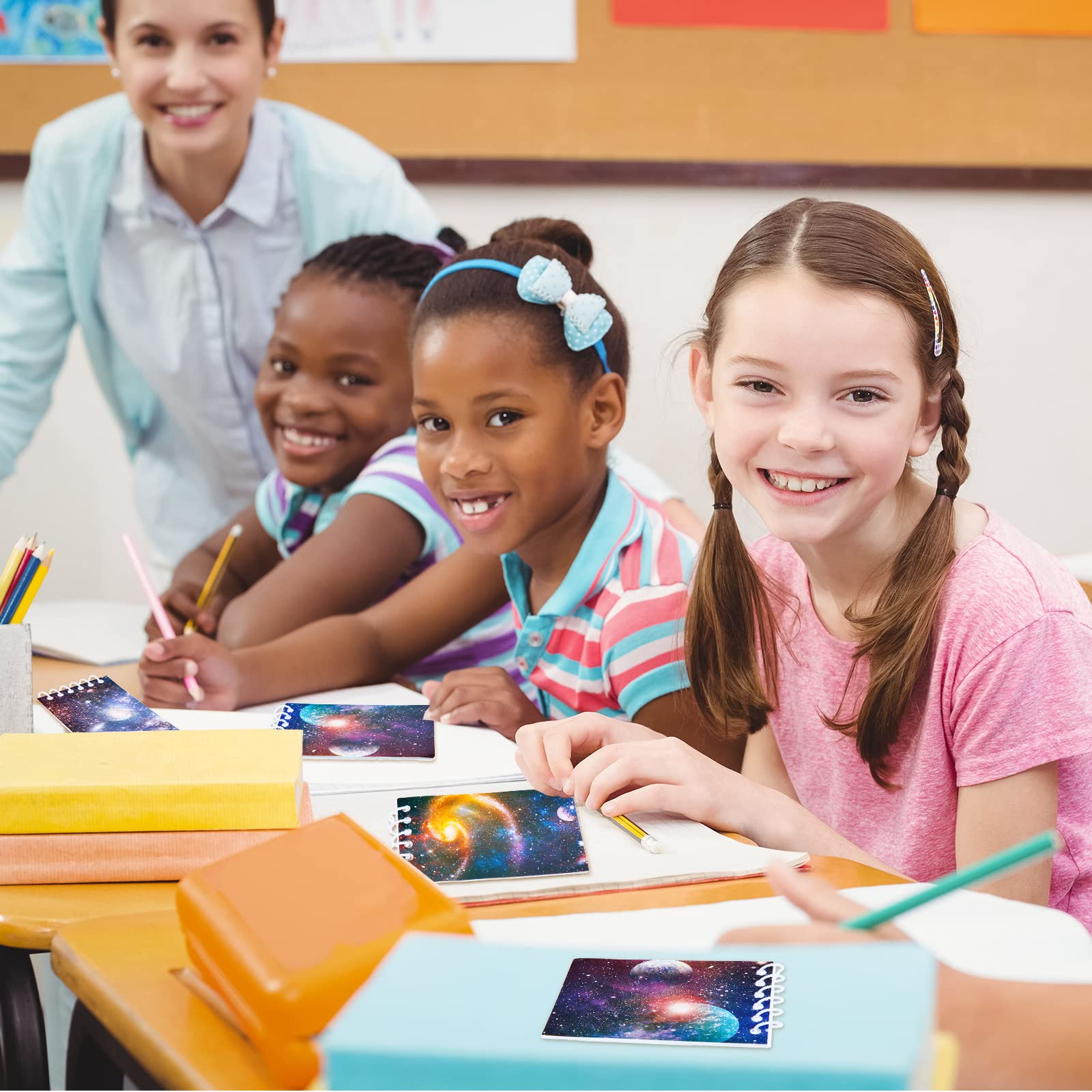 24 Pieces Outer Space Galaxy Mini Notepads Small Spiral Notepads Solar System Mini Notebook Memo Stationery Planets Notebook Reward Supply for School Office Planet Theme Party Favor - Image 5