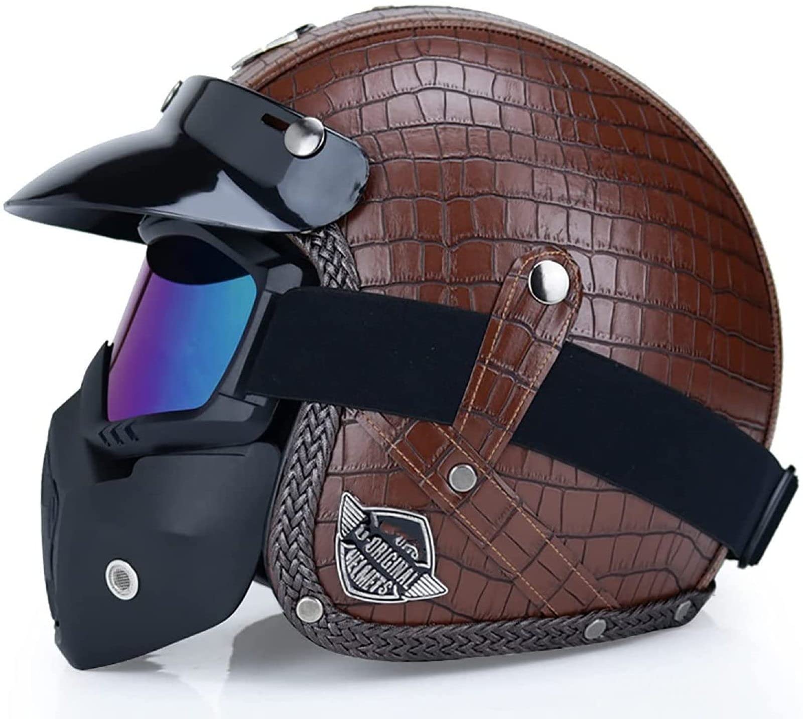 Helmet Open Face 3/4 vintage pour moto custom et scooter de style cruiser rétro