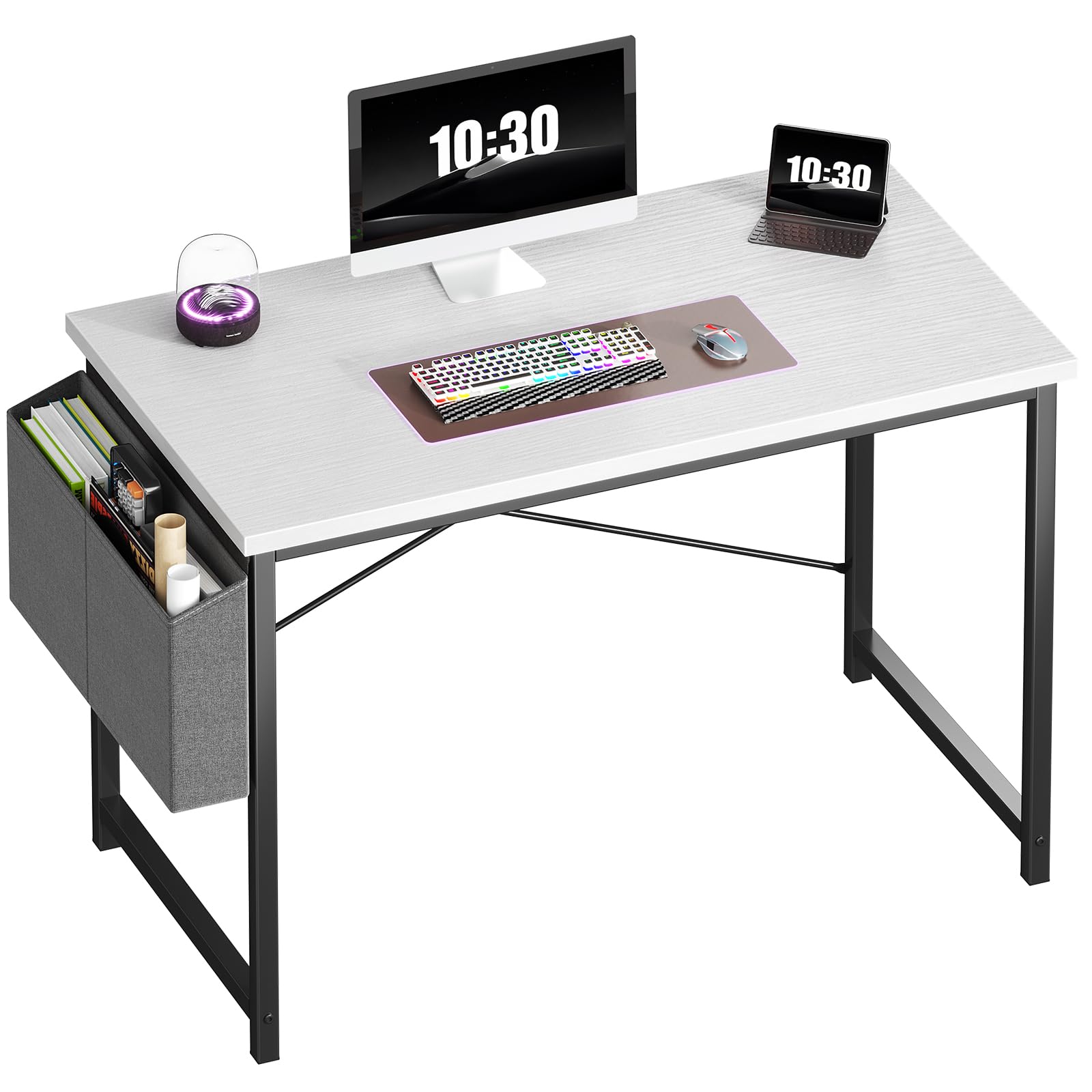 OLIXIS Computer Desk, 44 Inch Gaming Desks for Home Office, All White