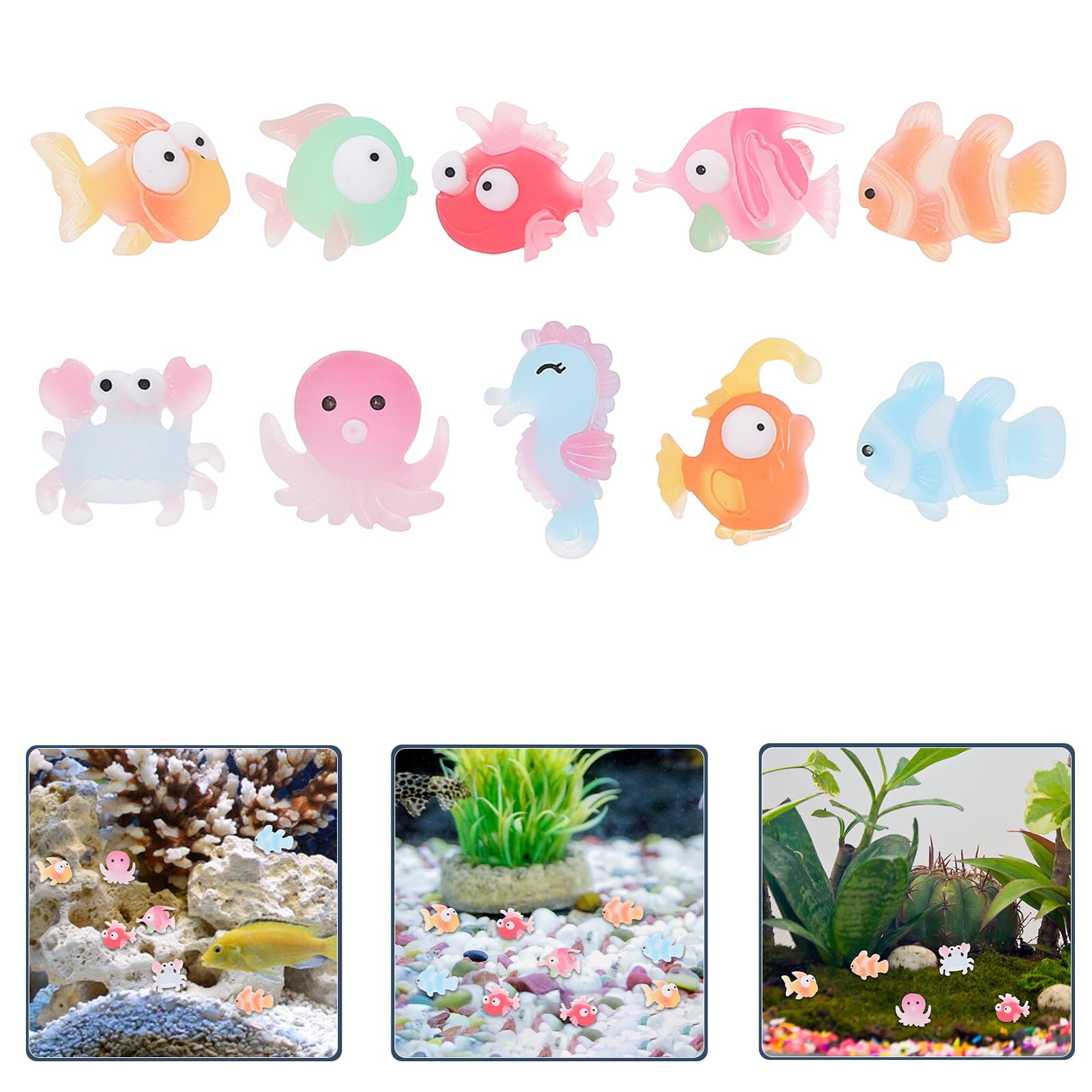 SHINEOFI Mini Figuras de Animales Marinos de Resina 200 Piezas Surtido para Decoración de Peceras y Jardines de Hadas Miniaturas Resistentes al Agua para Acuario y Manualidades