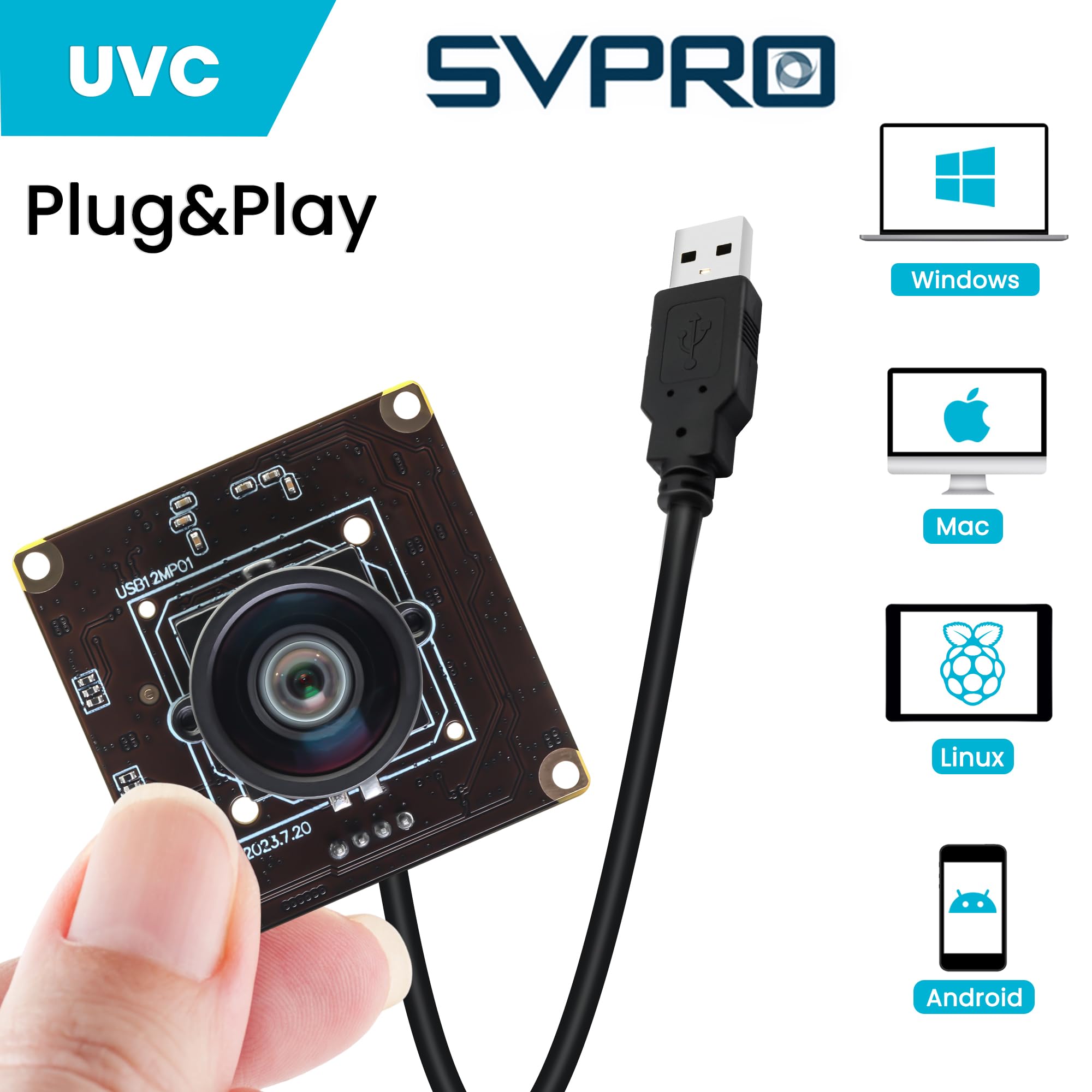 Svpro Modulo fotocamera USB 12 MP 4K 30 fps, IMX577 1080P 120 fps, telecamera ad alta velocità M12, grandangolo, PC, per Raspberry Pi