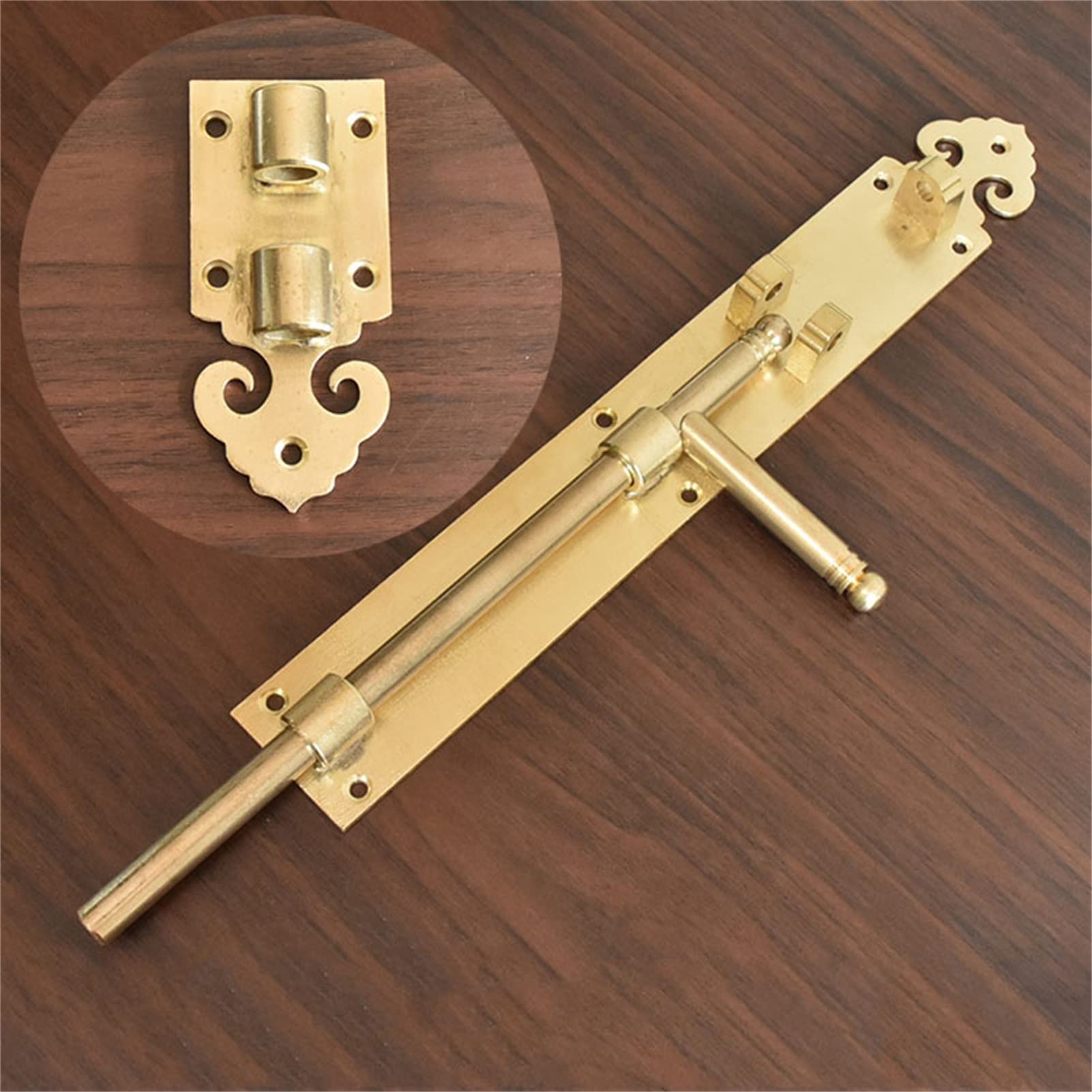 Pestillo de Puerta Retro Cobre Robusto Durable Seguridad Cerradura de Perno para baño Puertas para Mascotas Cercas Puertas para cobertizos(Bronze)