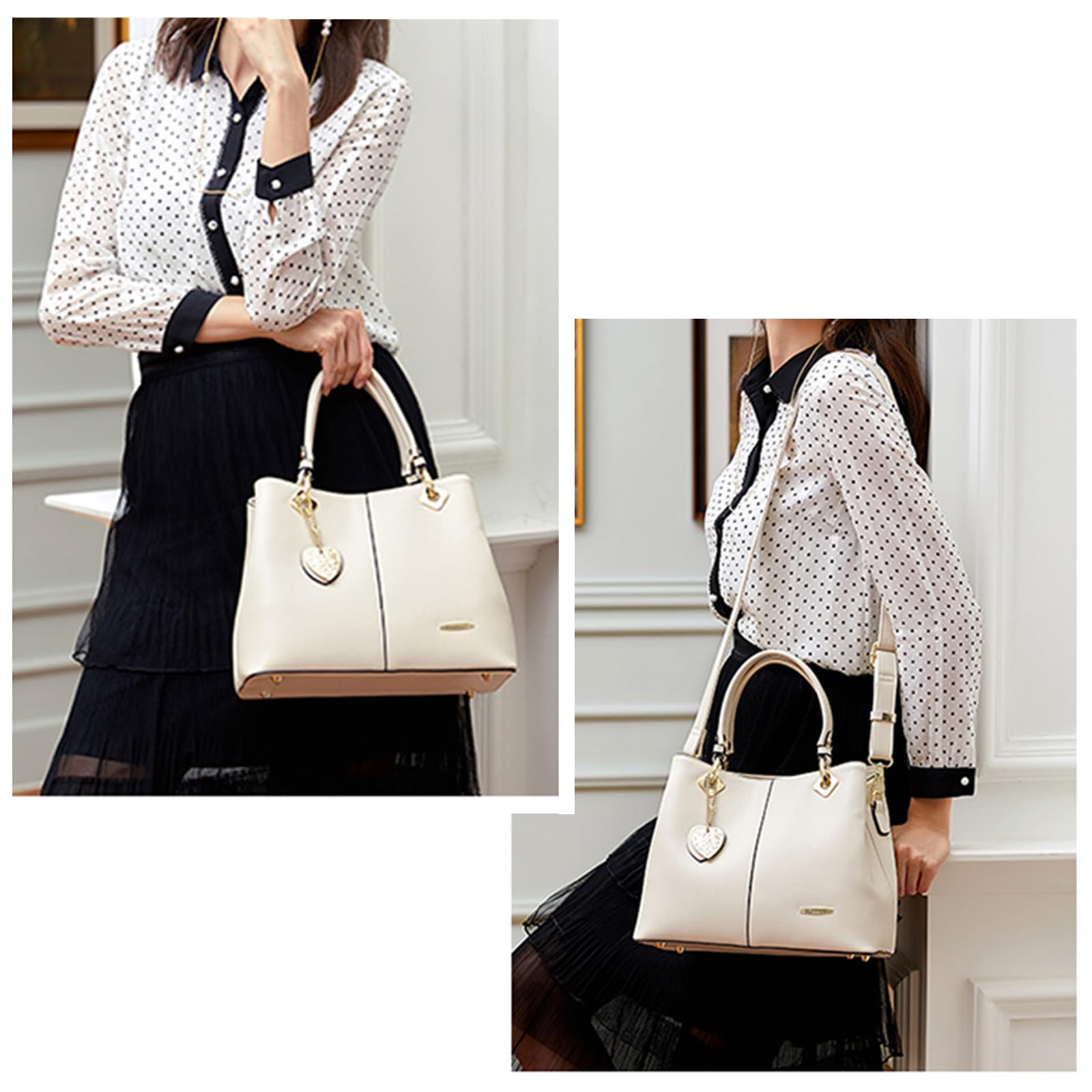 AINUOEY Donna Borse a Mano Borsa a Spalla Elegante Grandi Firmate Marca Tracolla Antifurto PU pelle 73501 1 pz Beige