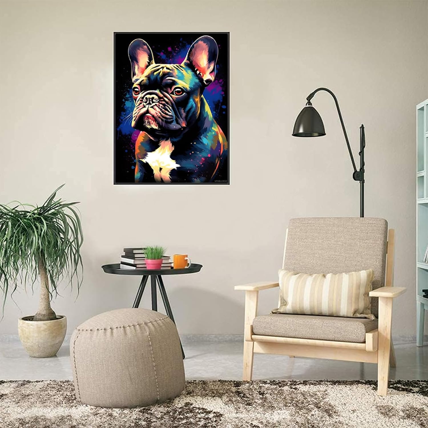 UPABLUNSO French Bulldog Dog Portrait Watercolor Diamond Painting Kits for Adults Beginner, DIY Full Round Drill Gem by Number Kits Arts and Crafts for Home Wall Decor Gifts 12x16 inch