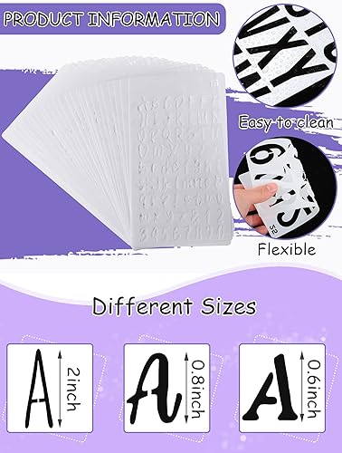 Miniatura 3 de 30 plantillas de letras para pintar de 4 x 7 pulgadas, plantillas de fuente de números de plástico reutilizables para diario, diario, suministros de