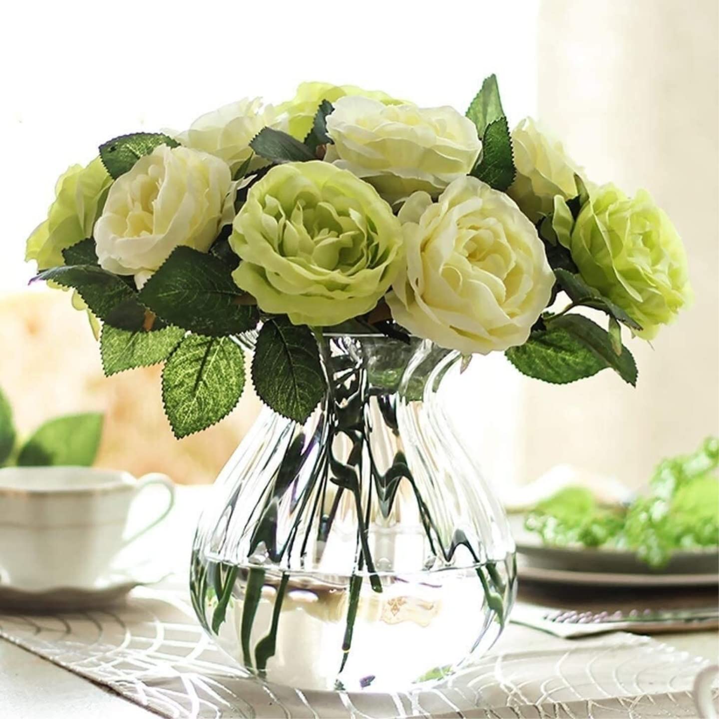 Künstliche Blumen Wunderschön Künstliche Blumen Künstliche Rosen Zweig Gefälschte Blumenvase Set Hochzeitsdeko Künstliche Blumen wie Echt