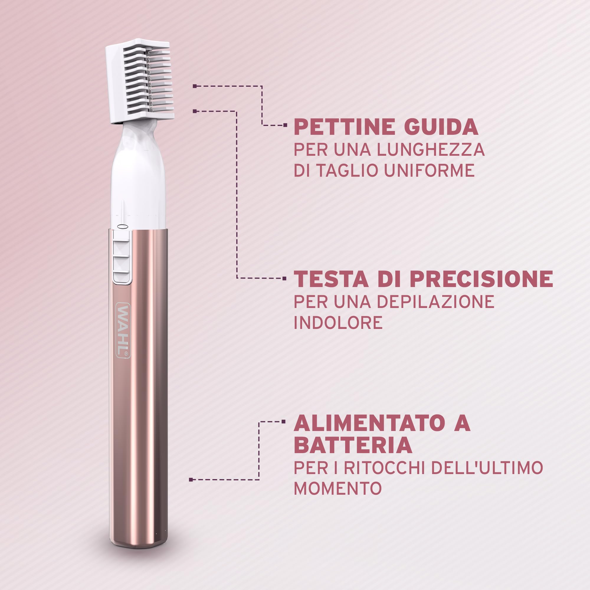 WAHL Ladies Precision Eyebrow Shaper, rifinitore per sopracciglia da donna, testina lavabile, rifinitore a batteria per donne, depilazione indolore, rifinitura di zone complesse