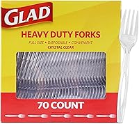 Glad Heavy Duty Clear Plastic Forks with Open Handle - Break-Resistant, Reusable or Disposable, 70 Count for Parties, Camping & Meals