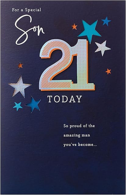 21st Birthday Card - 21st Birthday Card for Son - Birthday Card for Him - Son Birthday Card