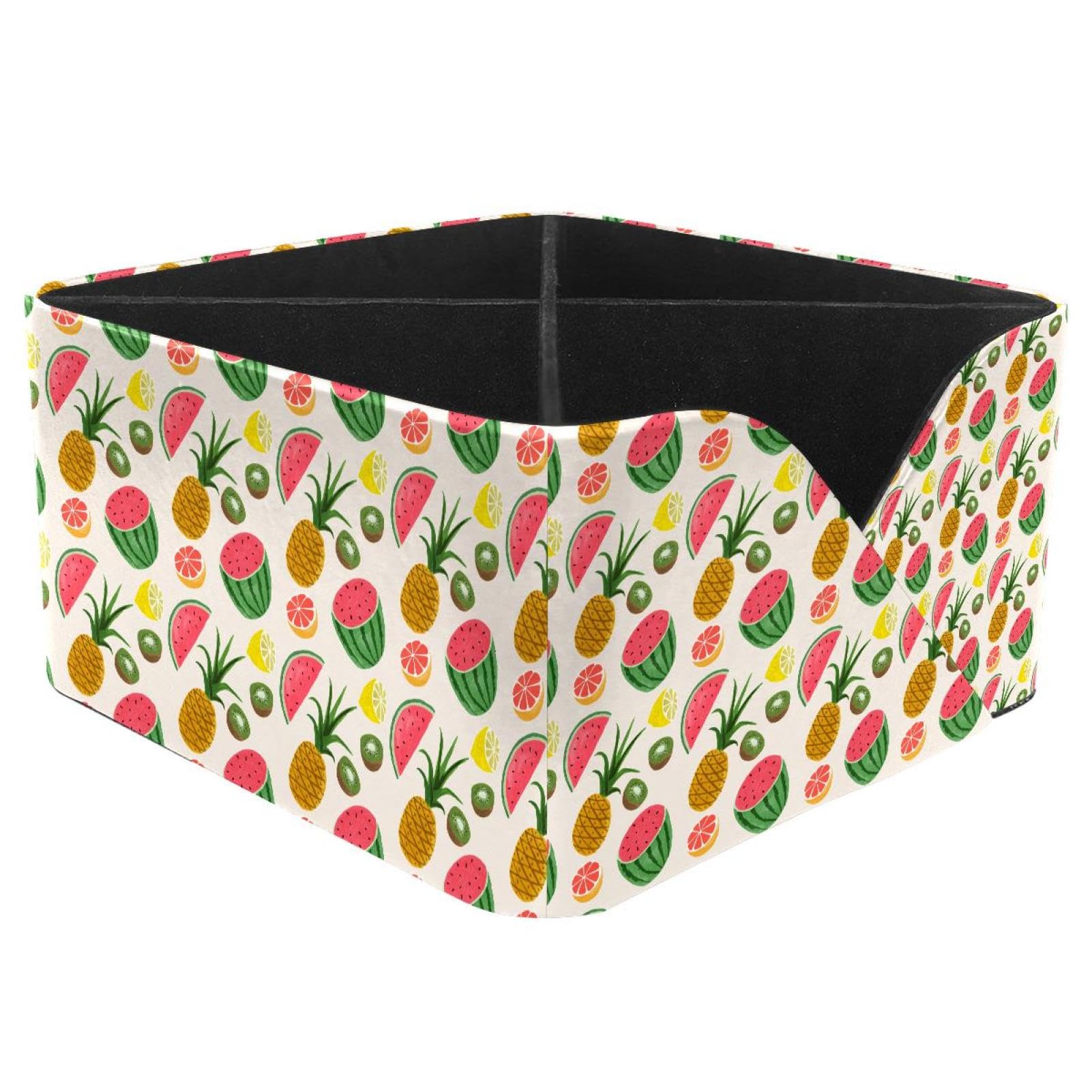KengjuTesu Fruit Pineapple Watermelon Lemon Desktop Organizer Pen Holder, Rectangular Pencil Cup for Office, Study and Makeup Stations