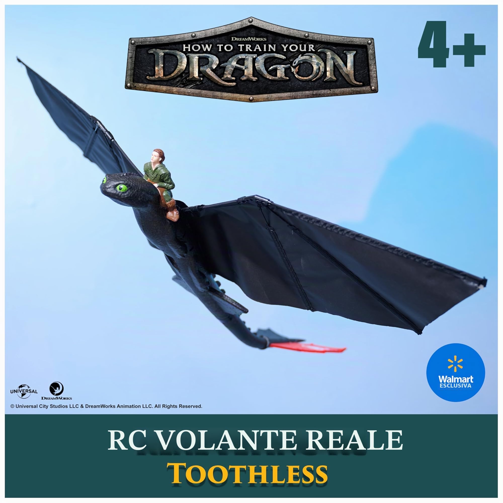 Dreamworks Dragons - How To Train Your Dragon - Statuetta volante Krokmou 76 cm - Figura radiocomandata con ali che battono e coda regolabile - Movimenti realistici - Giocattolo per bambini 4 anni e +