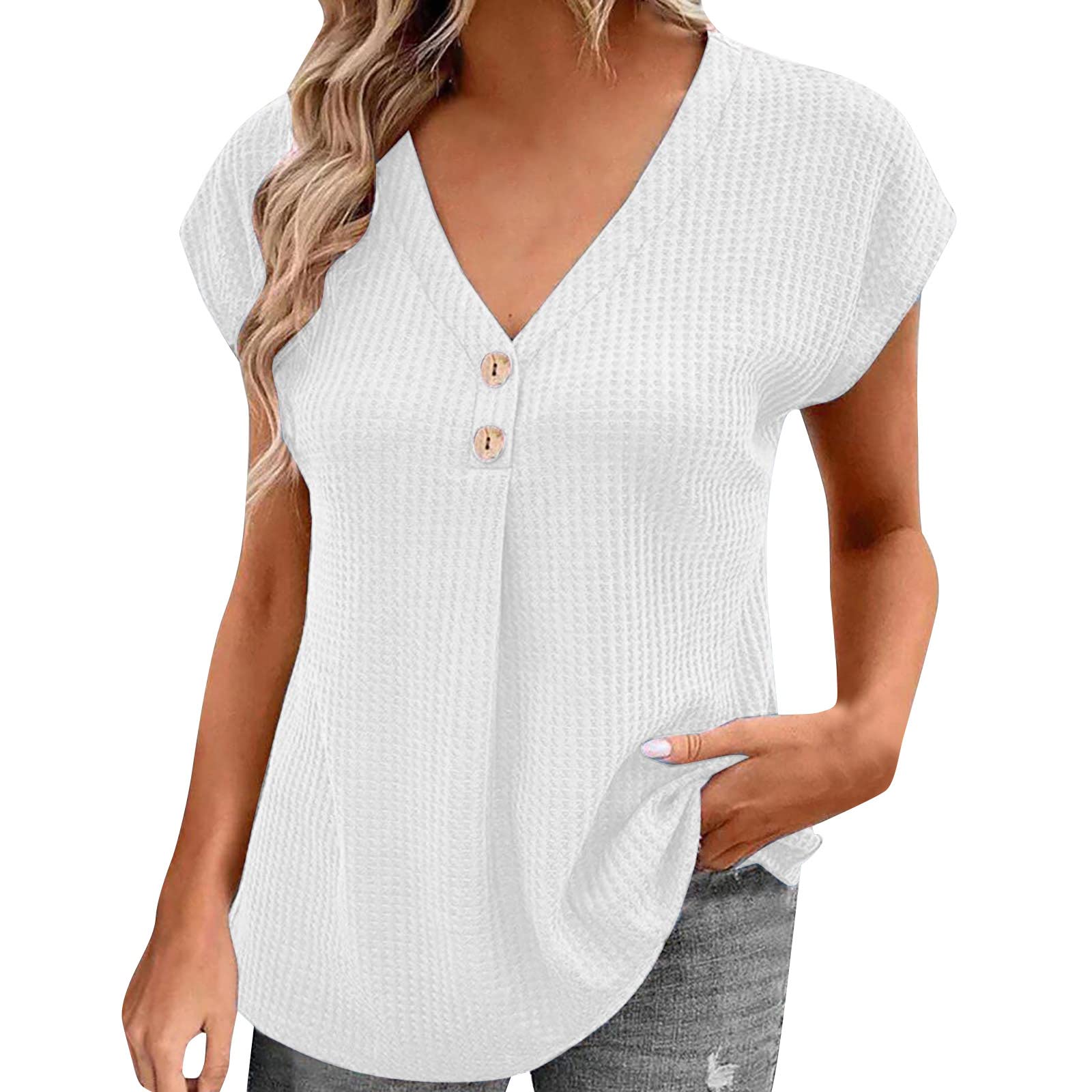 Womens Blouse, Women Summer Lace V Neck Plain Lace Elegant Shirt Fashion Solid Color Elegant Blouse Short Sleeve Comfy Soft Tee Women's Sweatshirts