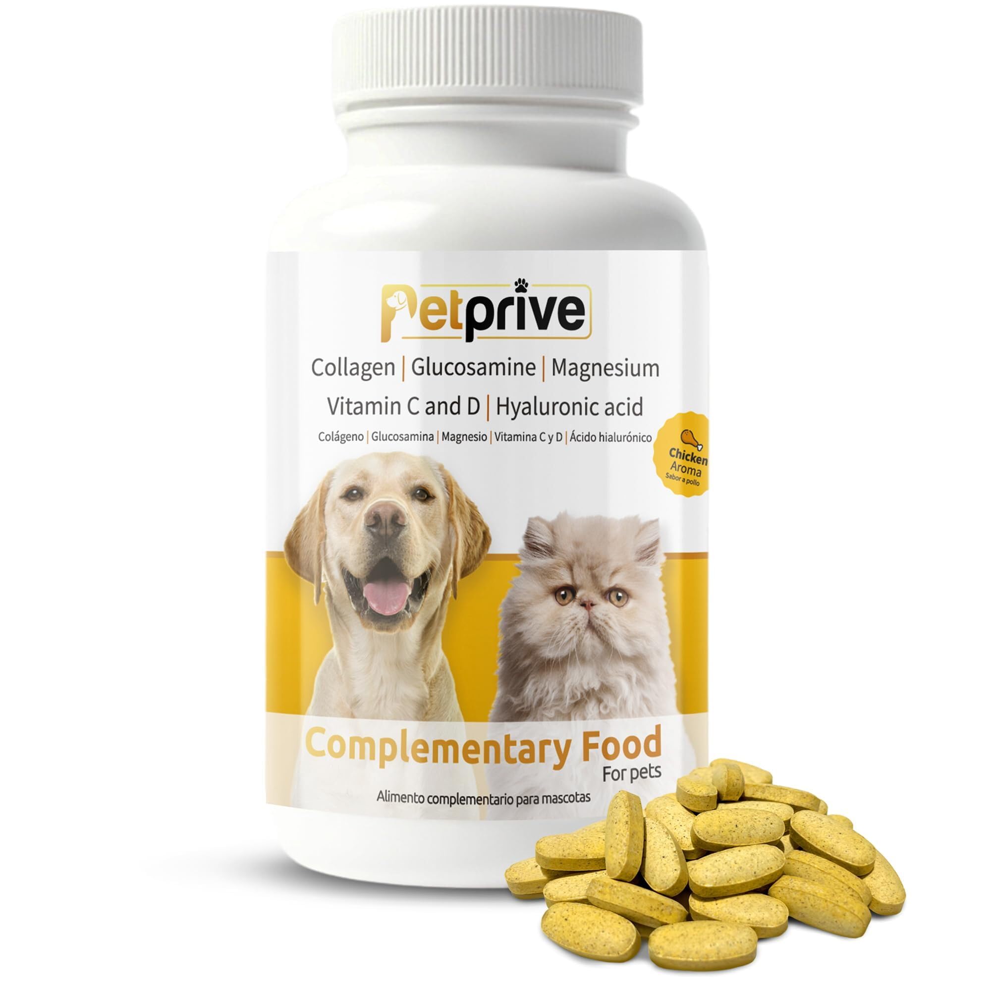 Suplemento Natural Antiinflamatorio Condoprotector para Perros y Gatos con Colágeno Hidrolizado, Glucosamina, Ácido Hialurónico, Magnesio, Vitamina C y D y Garra del Diablo