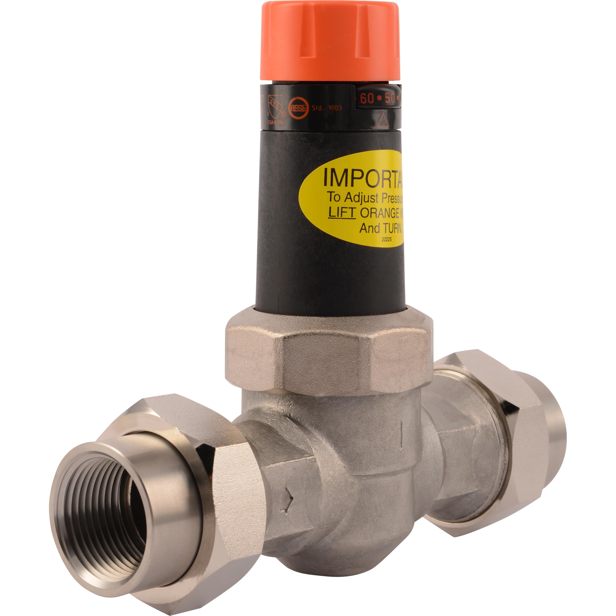 Cash Acme 1 Inch EB25 Double Union Pressure Regulator Valve (PRV), Stainless Steel Threaded NPT, 45 PSI, 22267-0045
