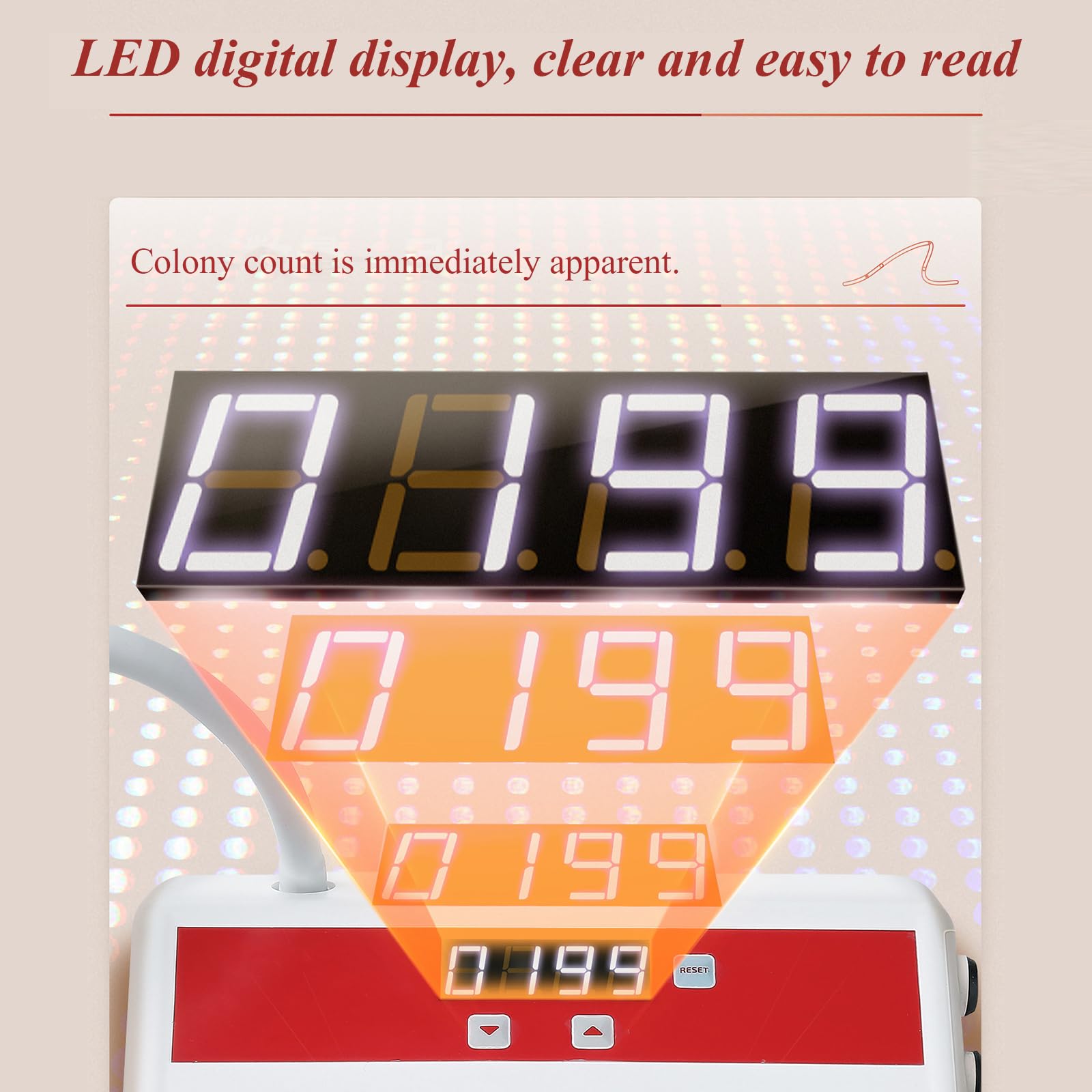 Contador De Colonias Digital, Detector Microbiano De Laboratorio, Capacidad De Conteo: 0-9999, Ajustable, Utilizado En Laboratorios, Industrias Alimentaria, Cosmética, Química Y Otras