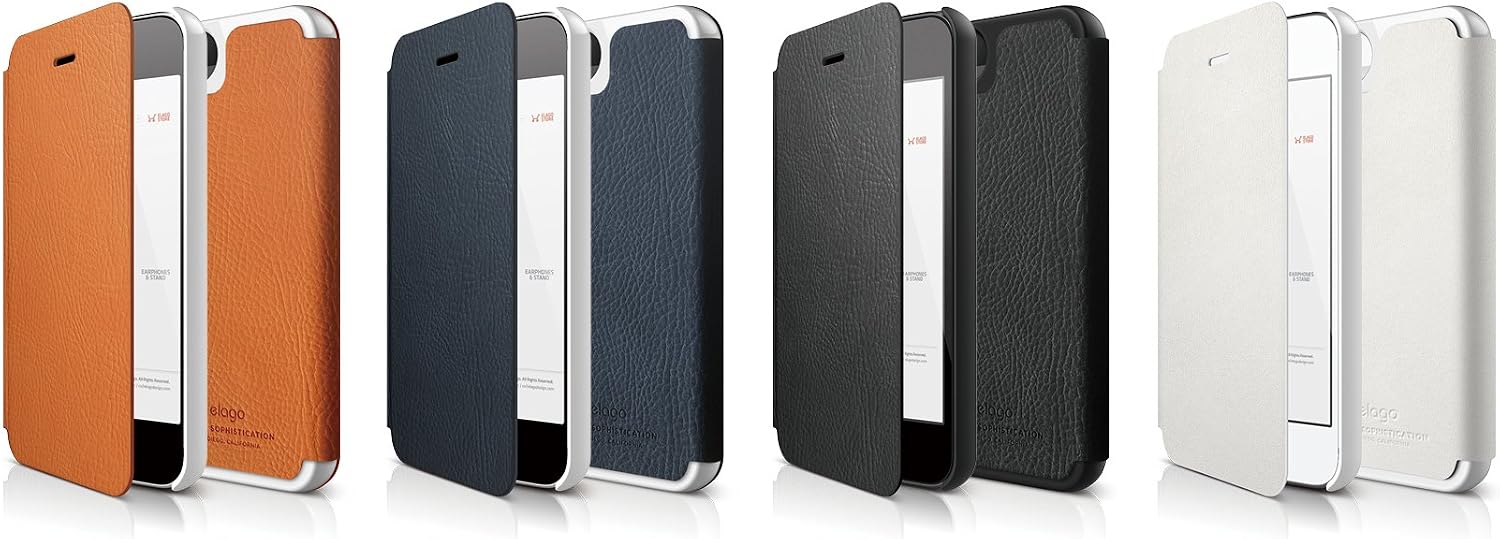 iPhone SE case, elago® [Leather Flip][White] - [Handmade][Screen Protection][Premium Hybrid Construction] - for iPhone SE/5/5S