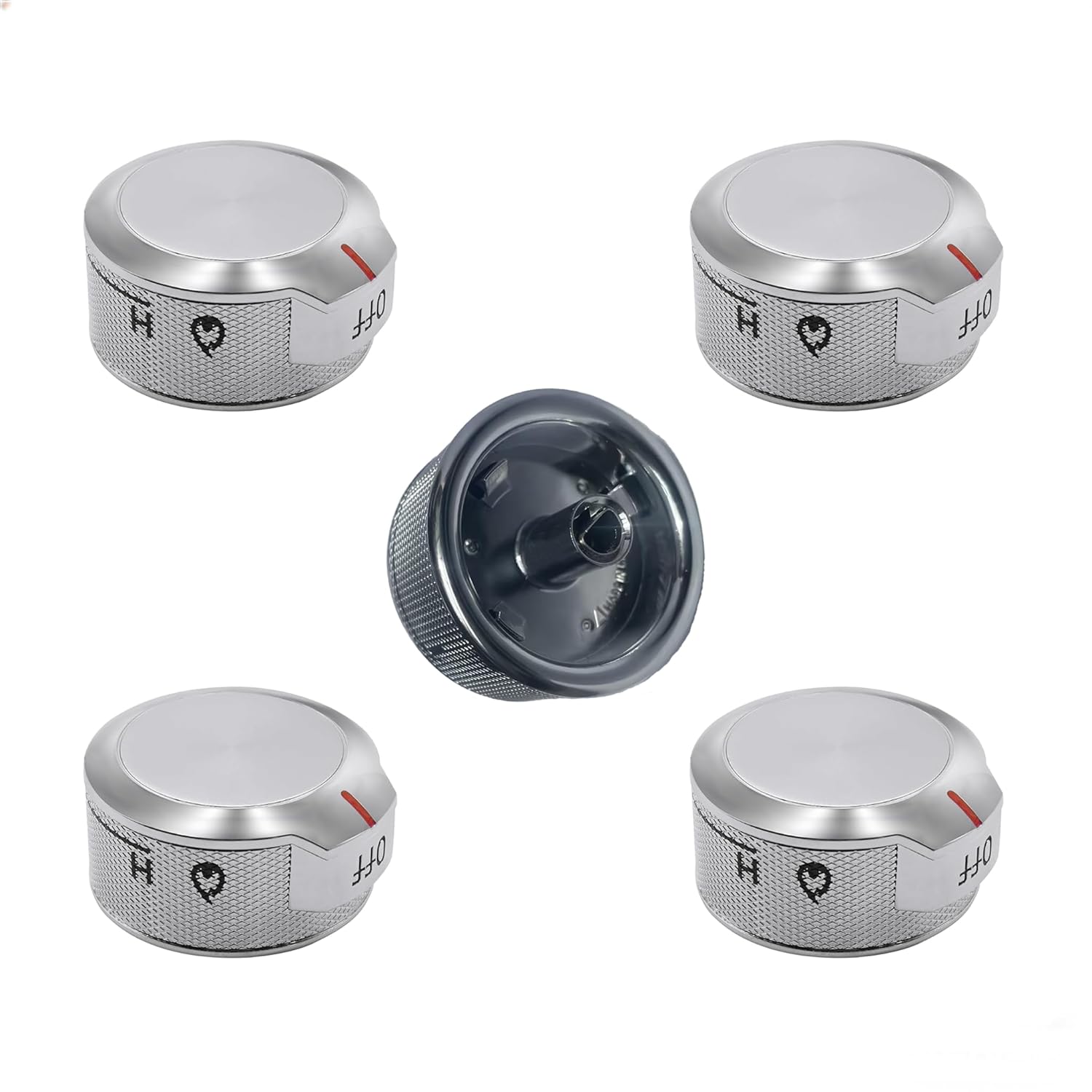Sieri KFDD500ESS00 KFDD500ESS01 KFDD500ESS02 KFDD500ESS05 KFDD500ESS10 KFDD500ESS11 KFDD500ESS12 Knobs for Whirlpool KitchenAid Stove Replaces W11030413, Includes 5 Burner Knobs