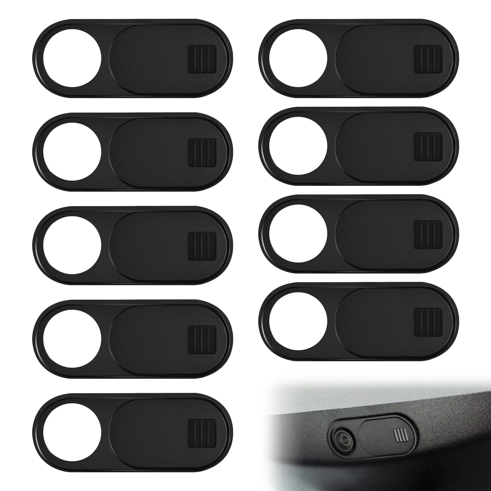 9 Pezzi Copri Webcam, Webcam Cover Tesla Copri Webcam PC Portatile Copri Telecamera Copertura Webcam Slider Accessori per Tesla Model 3/Y, Laptop, Smartphones, Mac, Tablet Nero