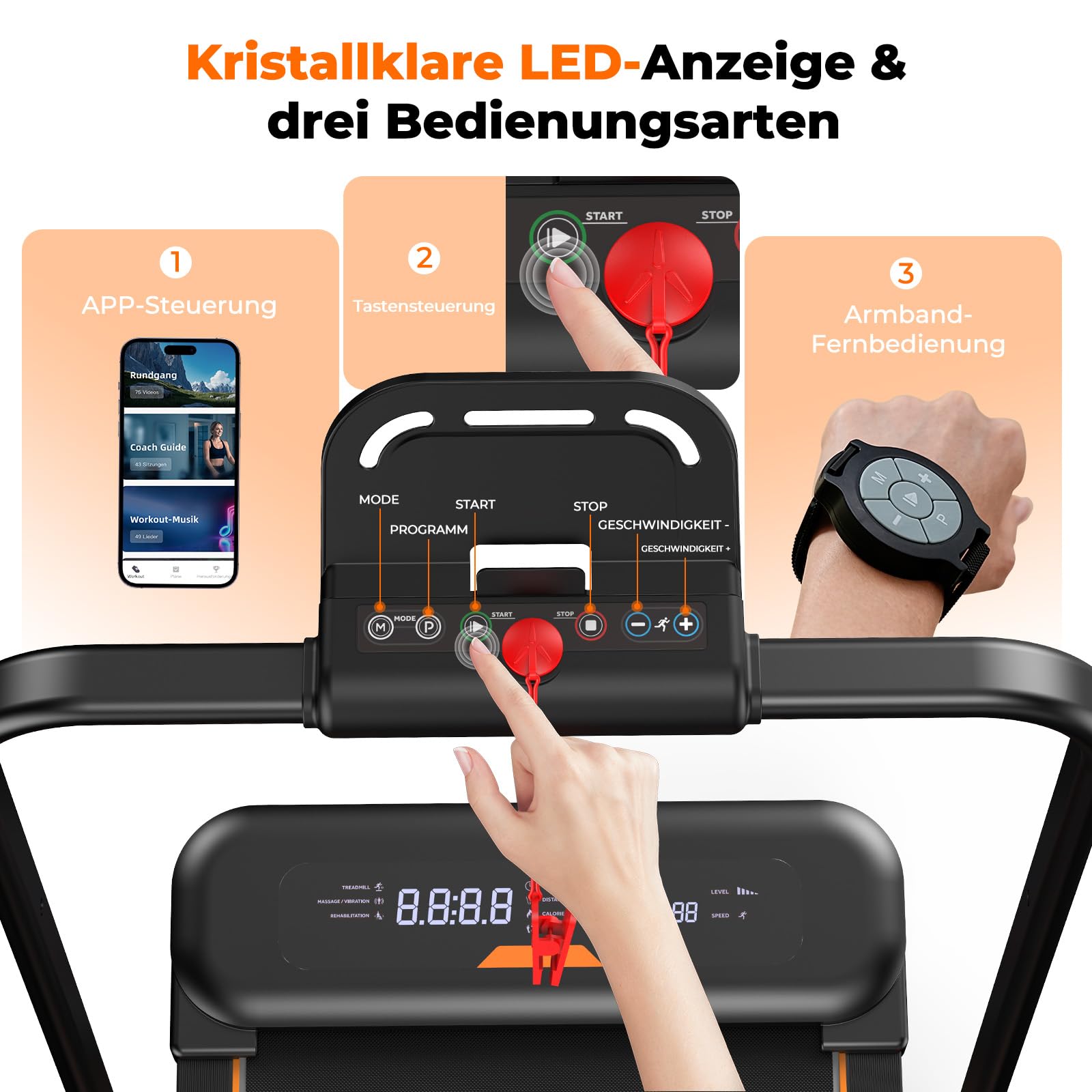 Laufband für Zuhause mit 5 Reha & 5 Vibrationsstufen, 6 in 1 Klappbares Walking Pad, 7% Steigung, 2,5 PS Motor (<40 dB), 1-10km/h Laufband Schreibtisch, Smart App, Fernbedienung, Schwarz