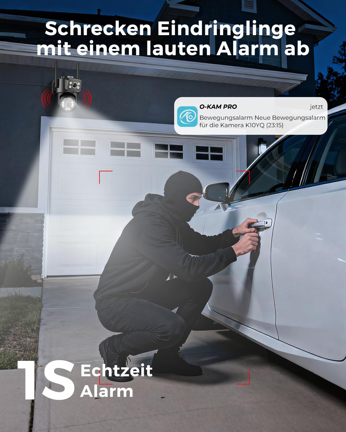 Reobiux 2K Überwachungskamera Aussen mit Doppelobjektiv, PTZ IP Kamera Überwachung Aussen, WLAN Kamera Outdoor mit Automatische Verfolgung, Farbiger Nachsicht, Zwei-Wege-Audio, 24/7 Aufnahme