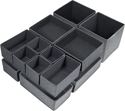 FAMALAHEE Organizador de cajones de ropa interior, 14 juegos plegables de cajones de ropa interior y separadores de armario, caja de almacenamiento