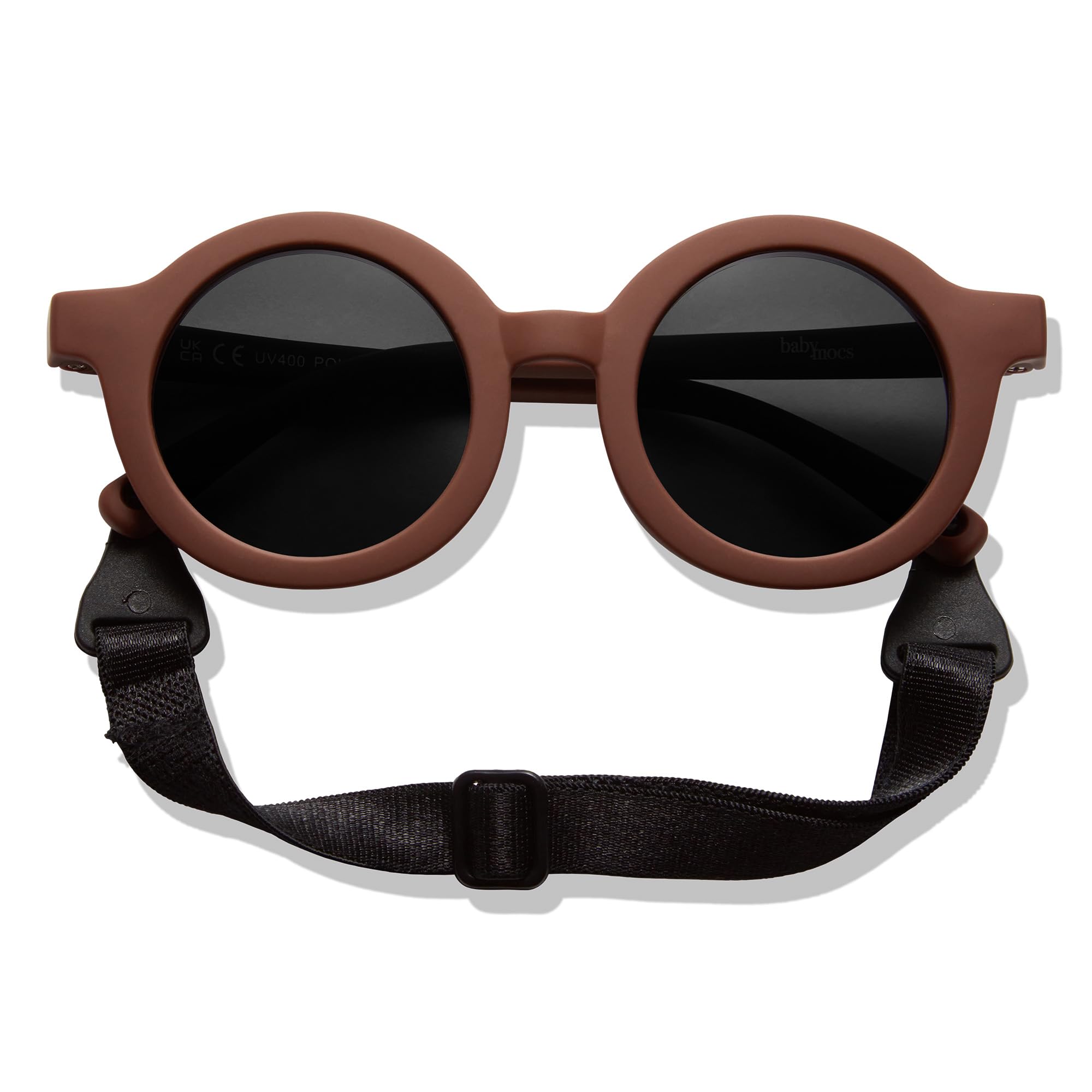 BABYMOCS Baby Sonnenbrille 0-1,5 Jahre I Polarisiert & Biegsam I 100% UV400 | Runde Sonnenbrille Baby, Jungen & Mädchen I Flexibler Rahmen, BPA-frei, mit Band I Schwedisches Design | Inkl. Schutzbeutel