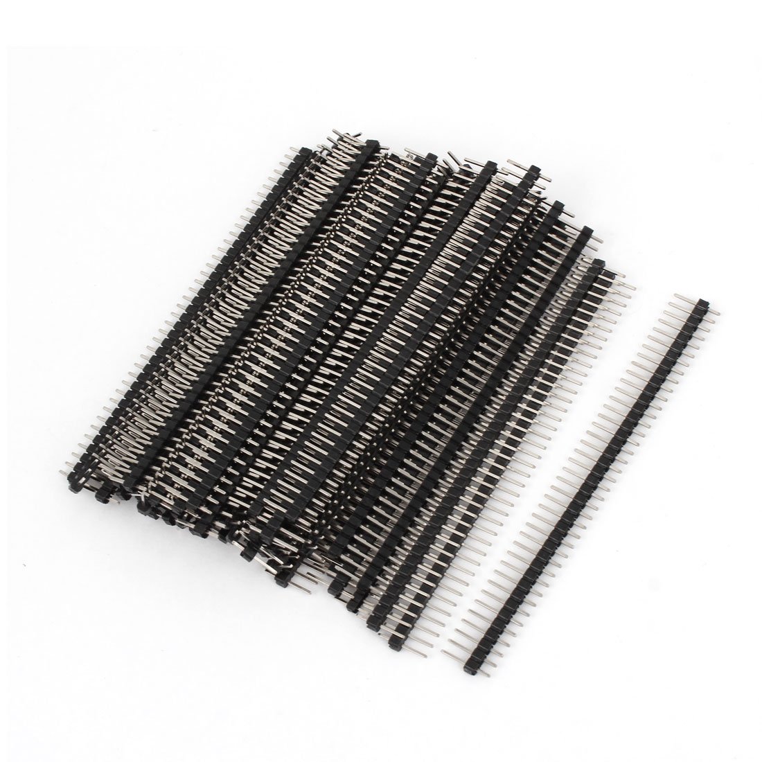 Uxcell Black, Silver Tone Sourcing Map 50Pcs 2.54Mm Spacing Way Straight Male Pin Header Connector Strip Size 40
