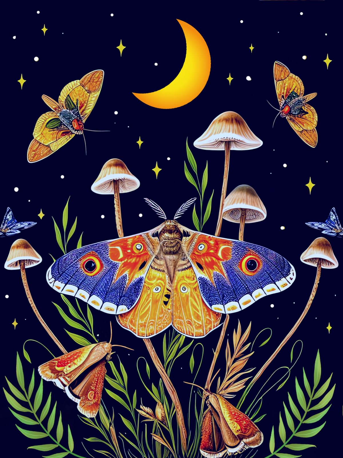 Yunnuo 5D Diamond Painting Kits for Adult, Butterfly Diamond Art Painting Kit, Flower Round Gem Art Painting Crafts, Perfect for Home Wall Decor and Gift(12x16inch)