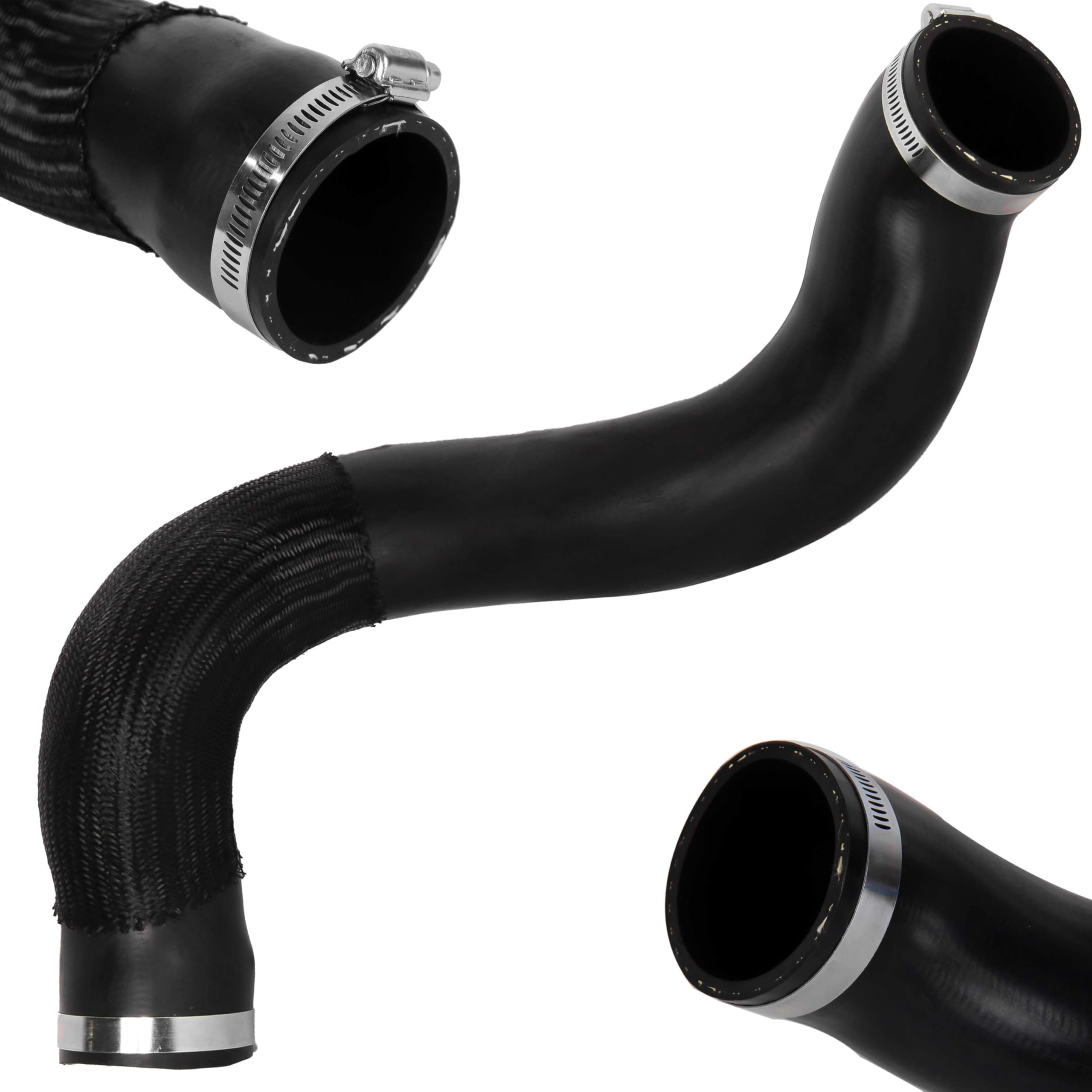 Clickmax Black Intercooler Turbo Hose Pipe With 2 Clamps & Braided Cover, Heat Resistant Boost Pipe, Compatible With S60 S80 V60 V70 Xc60 Xc70 2.0L 2.4L Diesel, 31338090, 30741795