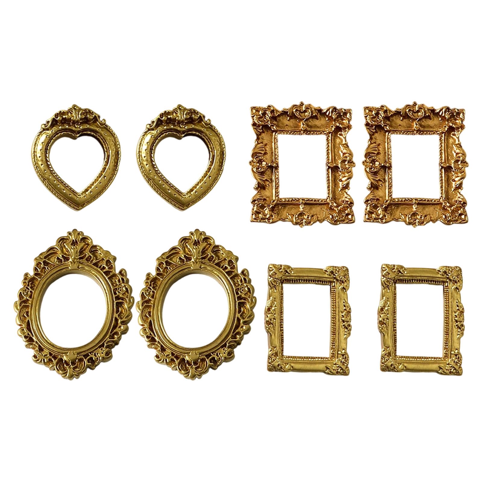 NEWFT Of 8 Baroquely Styles Picture Frame Figurine for Various Decoration Living Room and Studios Photoshoots Props Photo Props